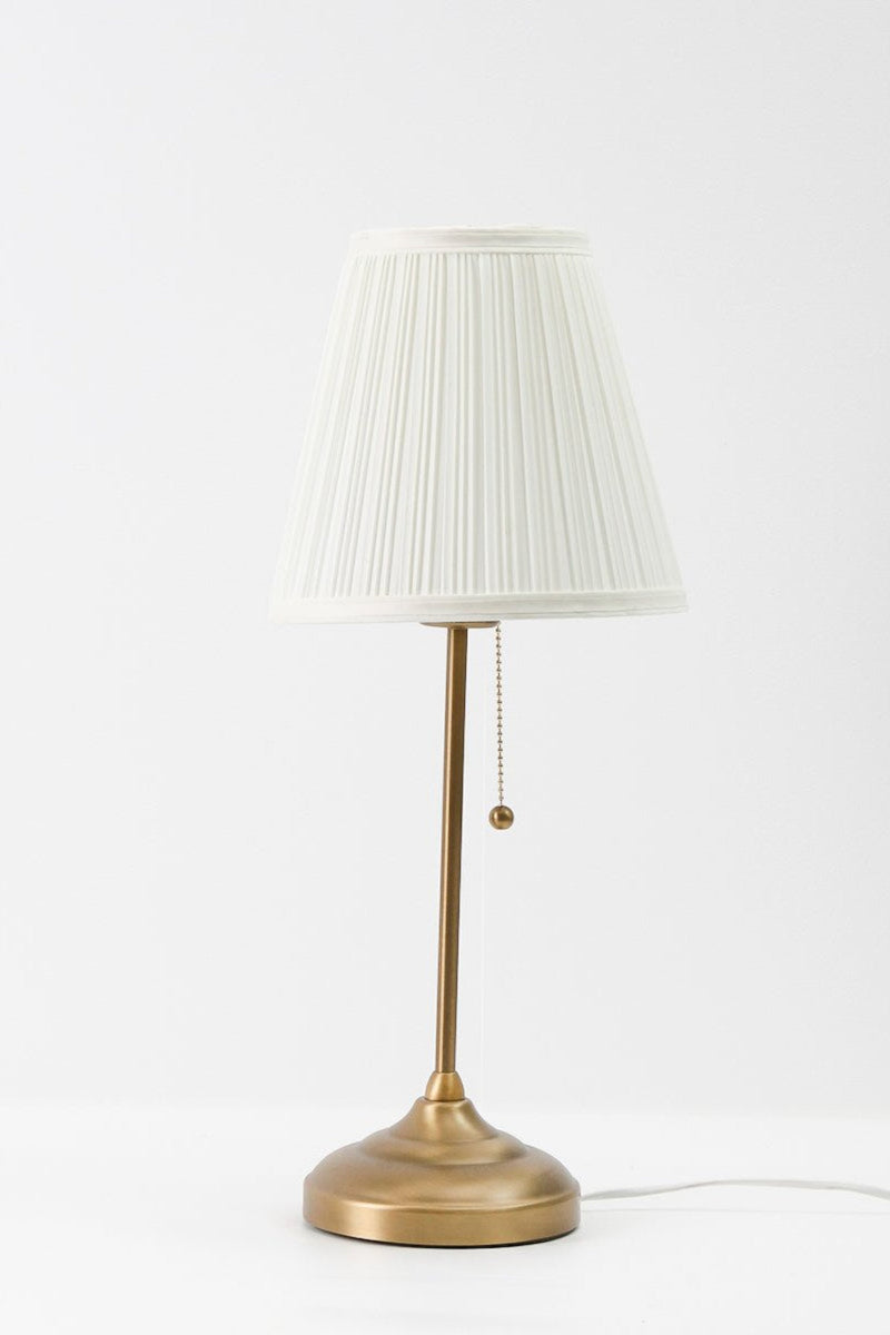Brass Table Lamp with Pleated Lamp Shade ProppedUpRentals