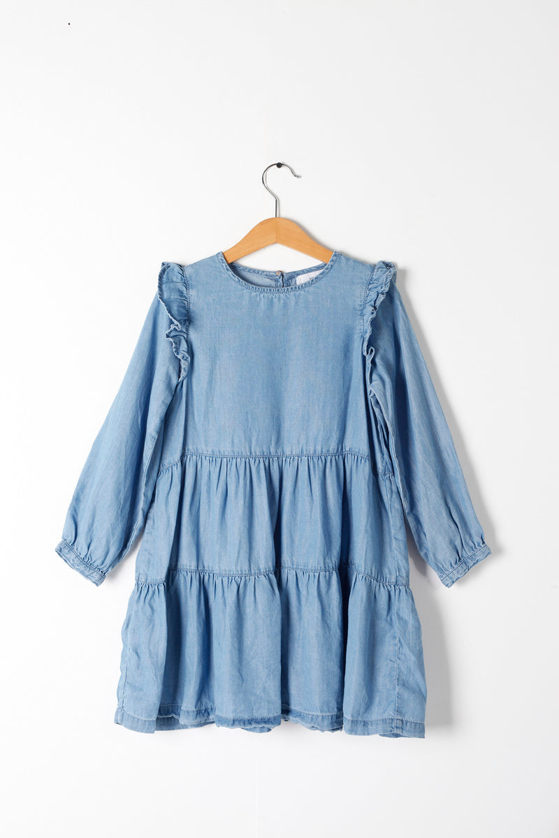 Girls Solid Denim Dress |Sleeveless Frock for 4-8 Years|Dress