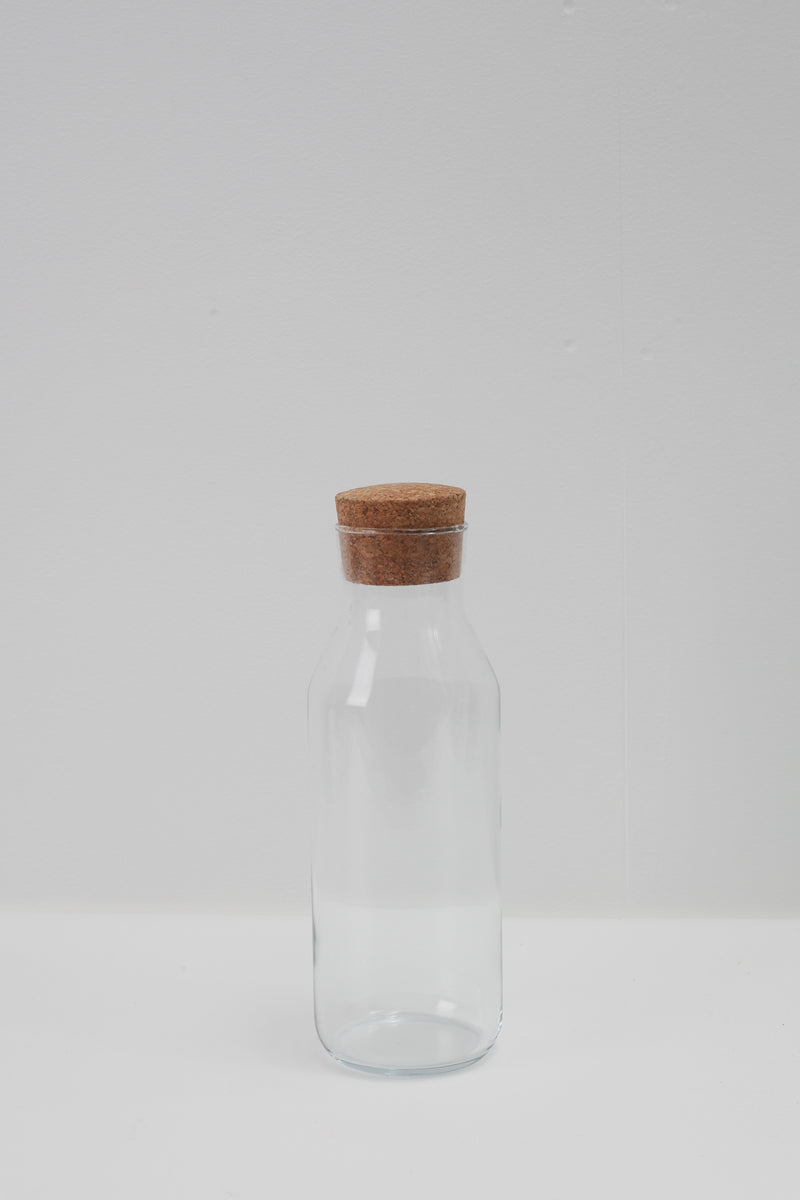 Glass Water Bottle with Cork Lid ProppedUpRentals