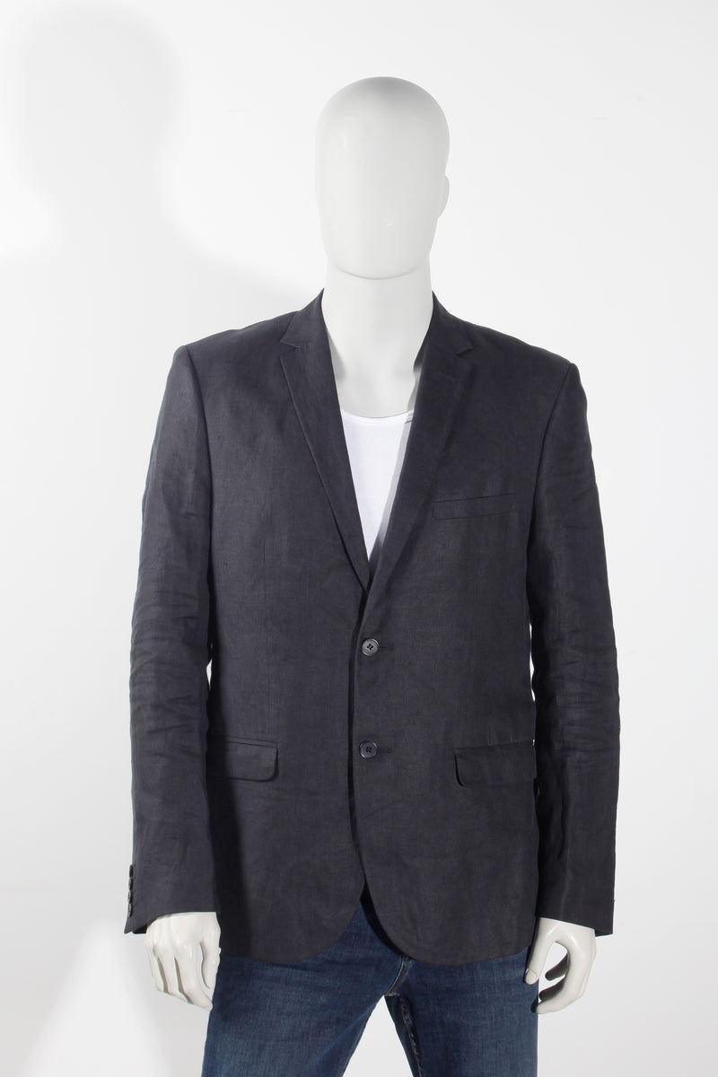 Men'S Navy 100% Linen Designer Fashion Dress Casual Blazer- Dark Blue Suit Color main image 1