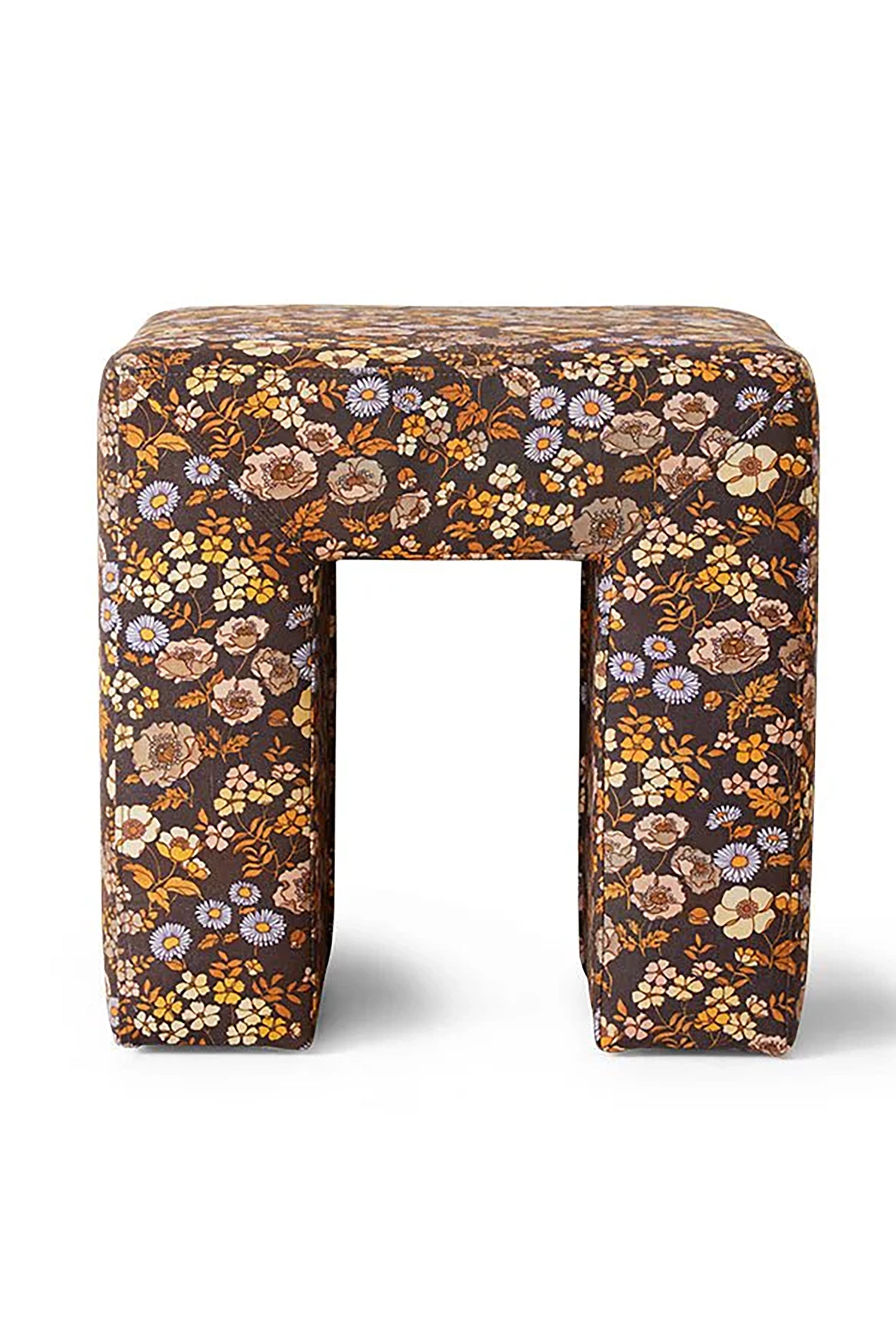 Retro Brown Floral Stool