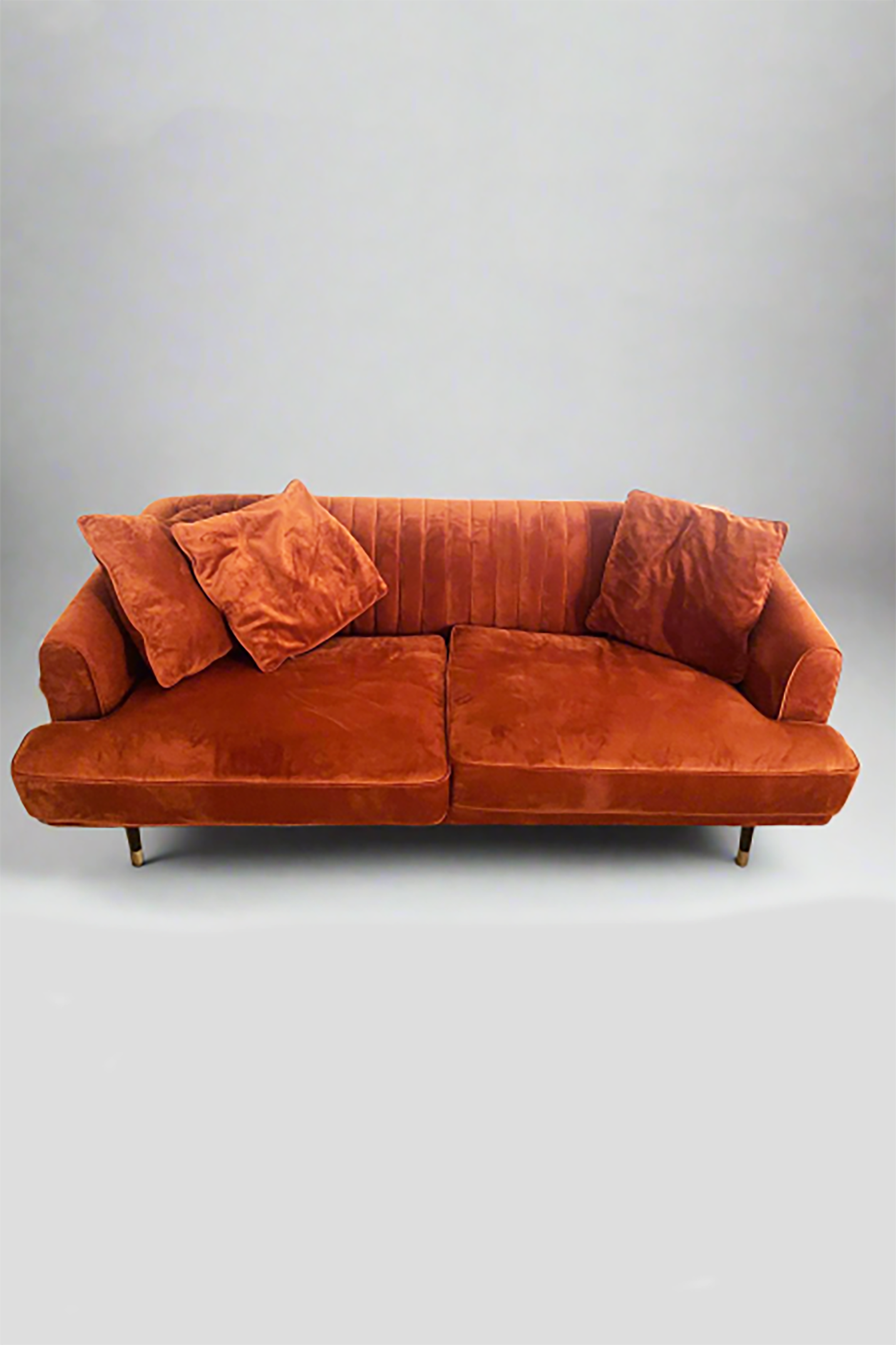 Burn Orange Velvet 2 Seater Sofa