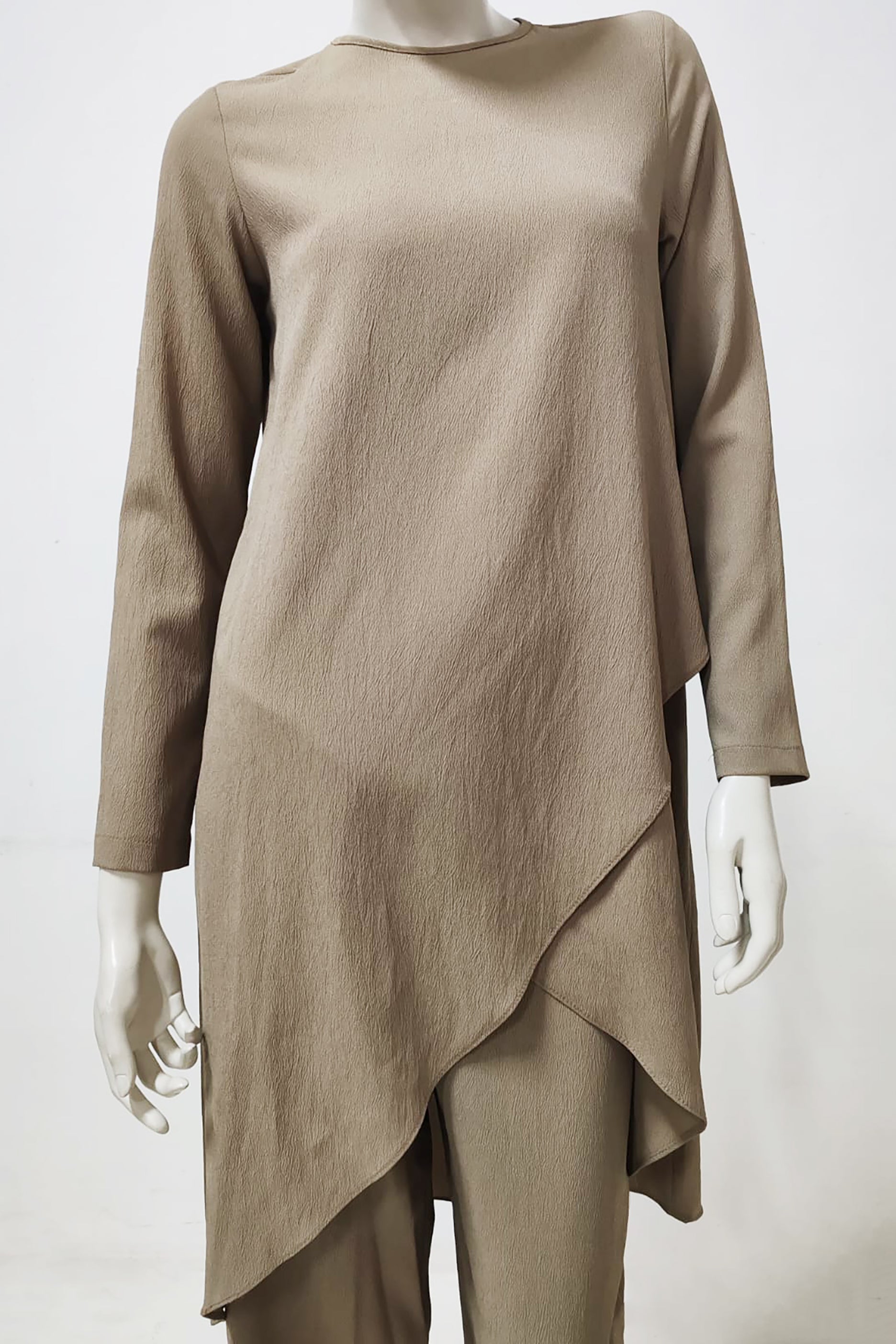 Brown Woven High-Low Co-Ord