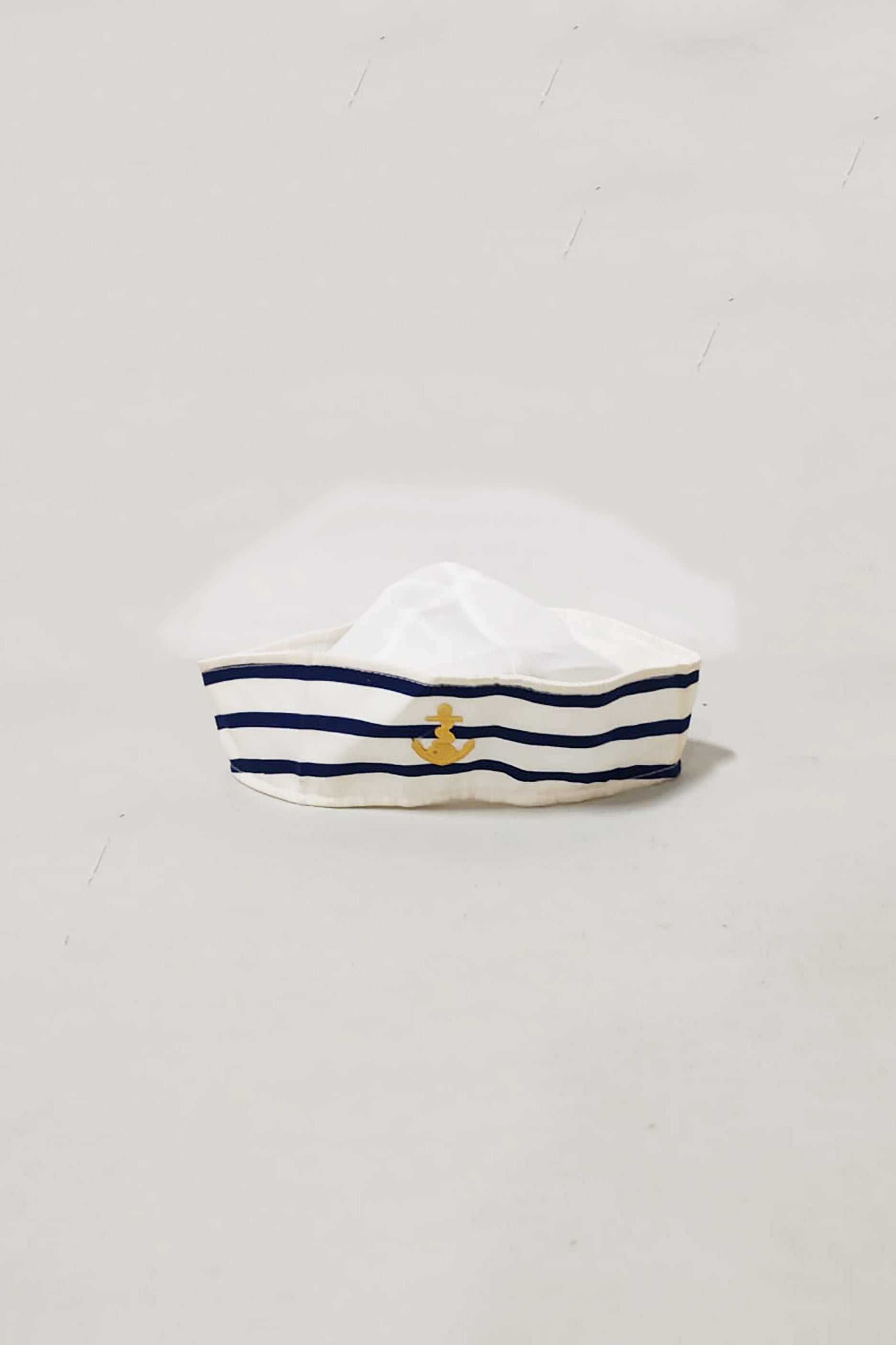 White Sailor Hat with Blue Stripes