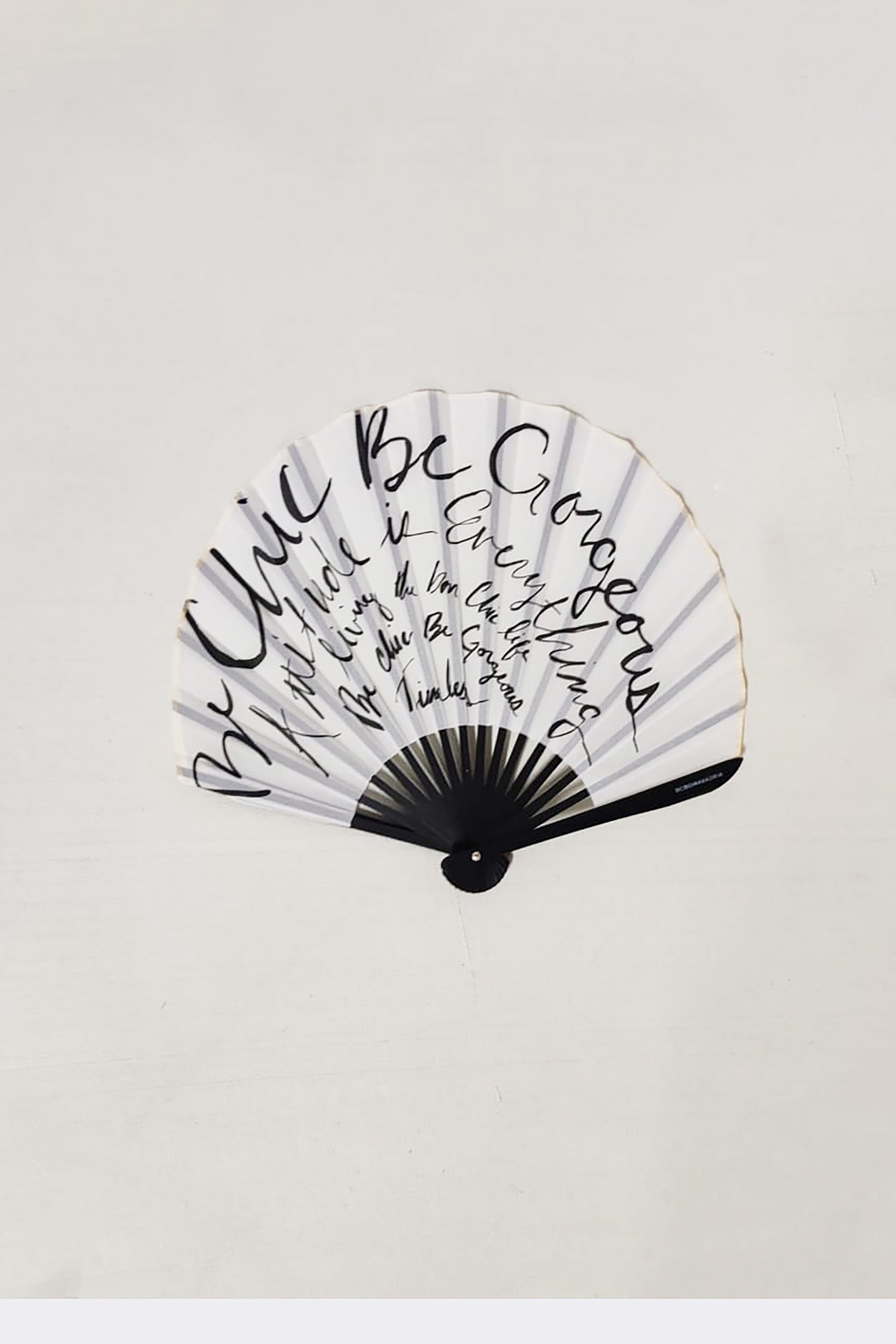 White Print Folding Hand Fan