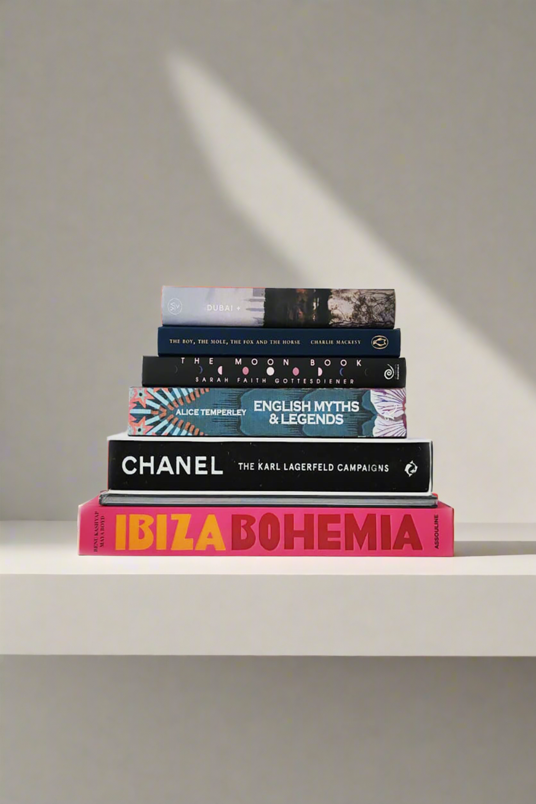 Stack of luxury fashion coffee table books
