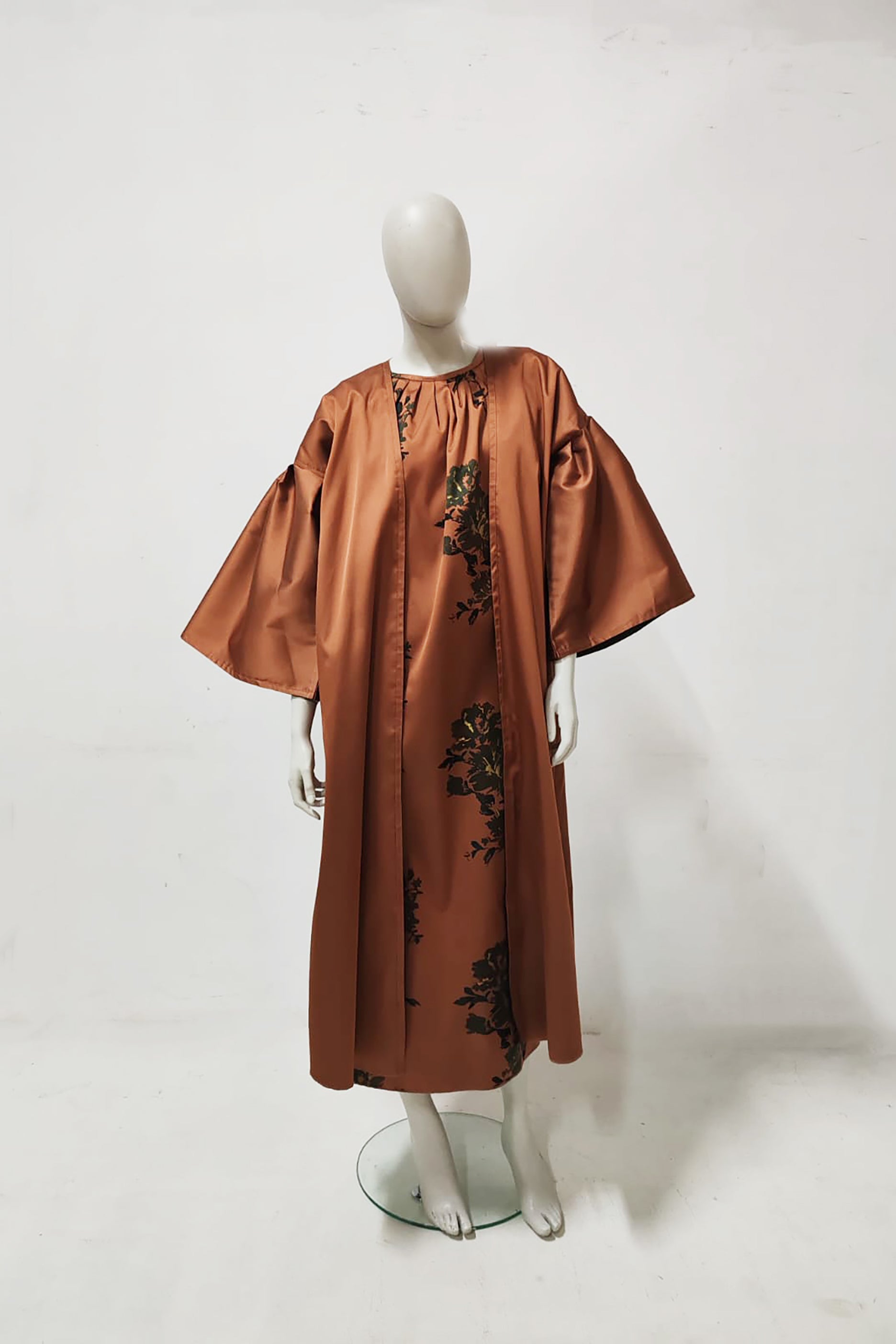 Brown Reversible Flared Sleeve Abaya