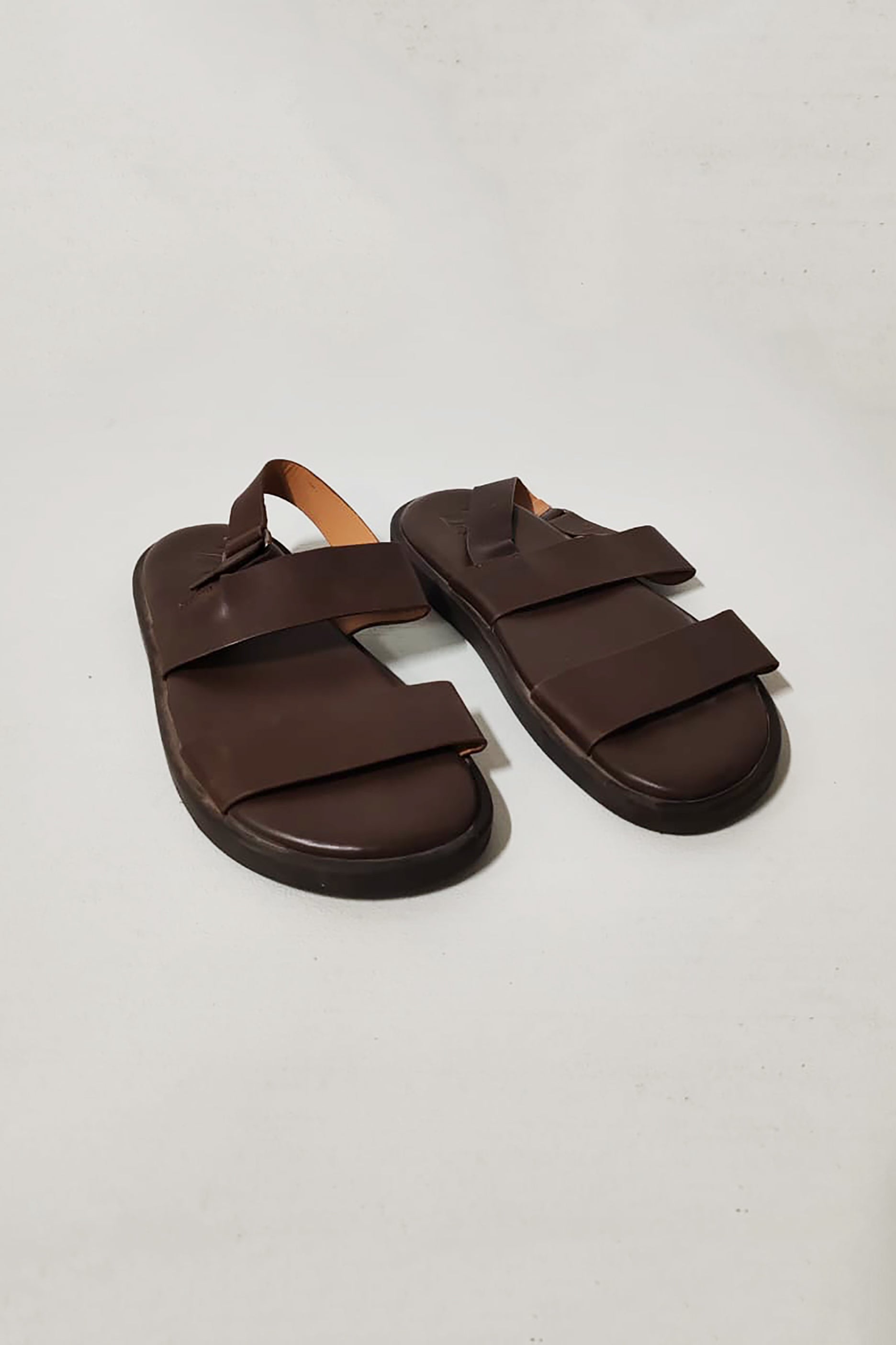 Brown Leather Double Strap Sandals