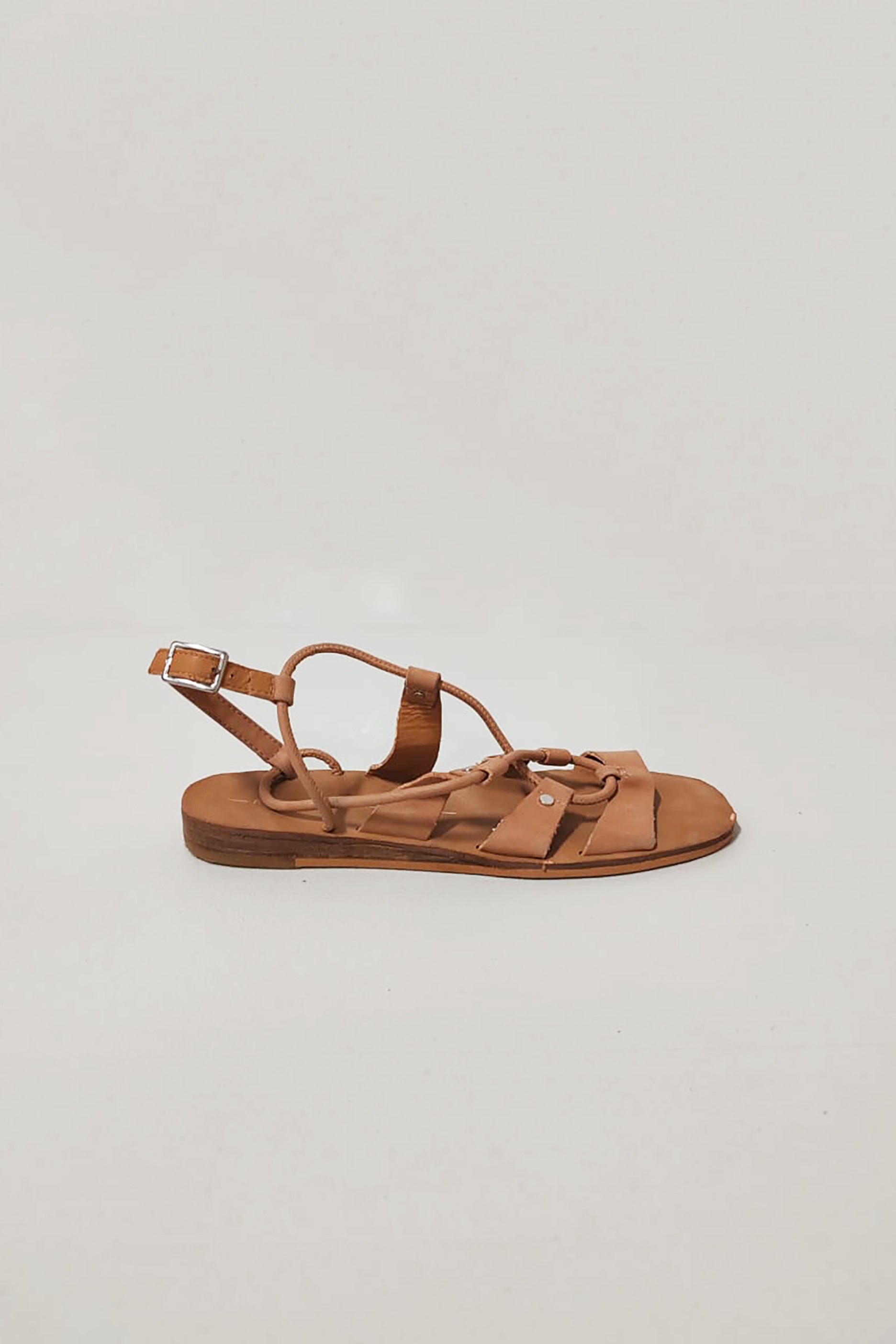 Brown Sandals Flat Heel Strap