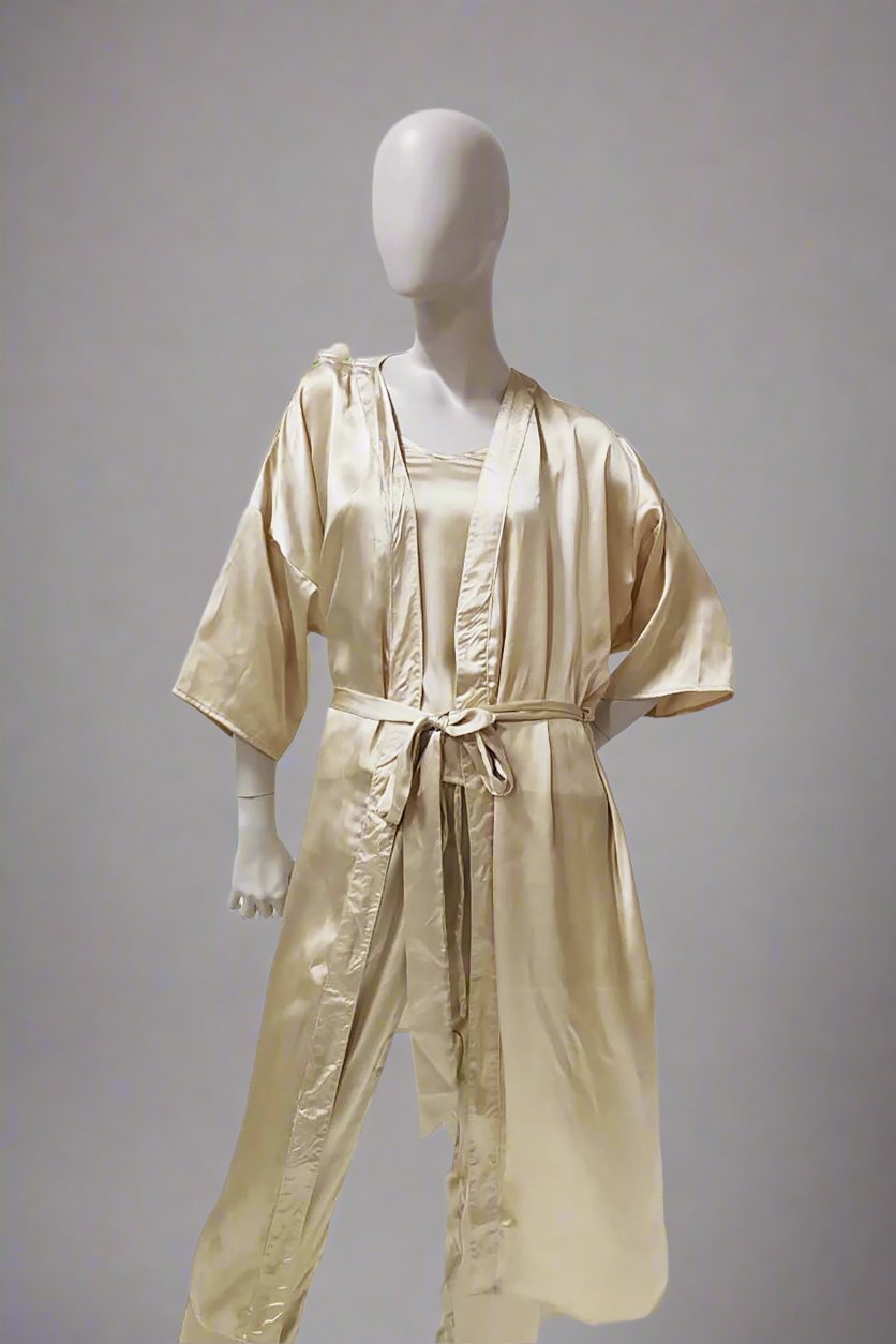 Satin pyjama and dressing gown set