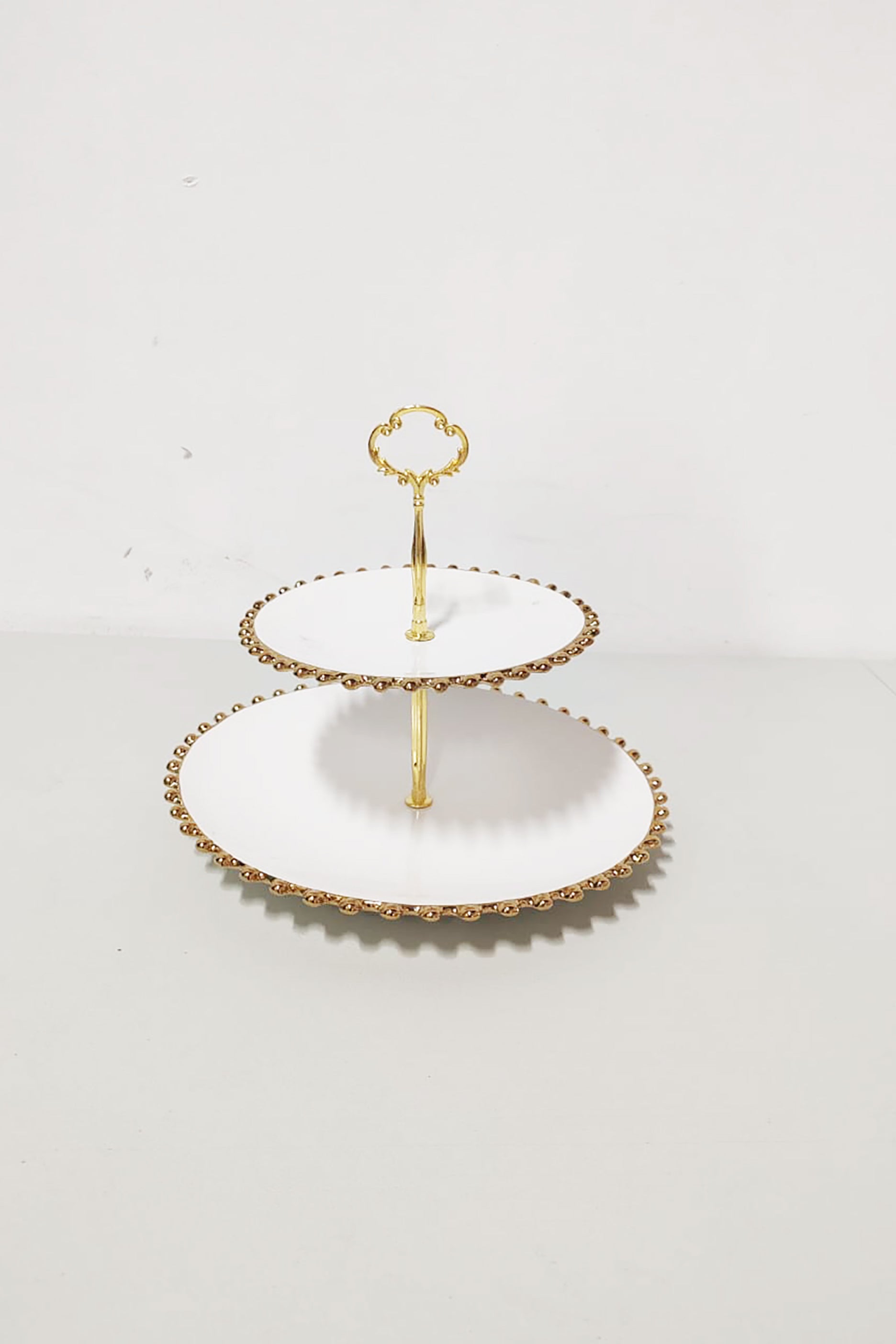 Gold Beads Design Ceramic Cake Tier Stand (H-25cm)