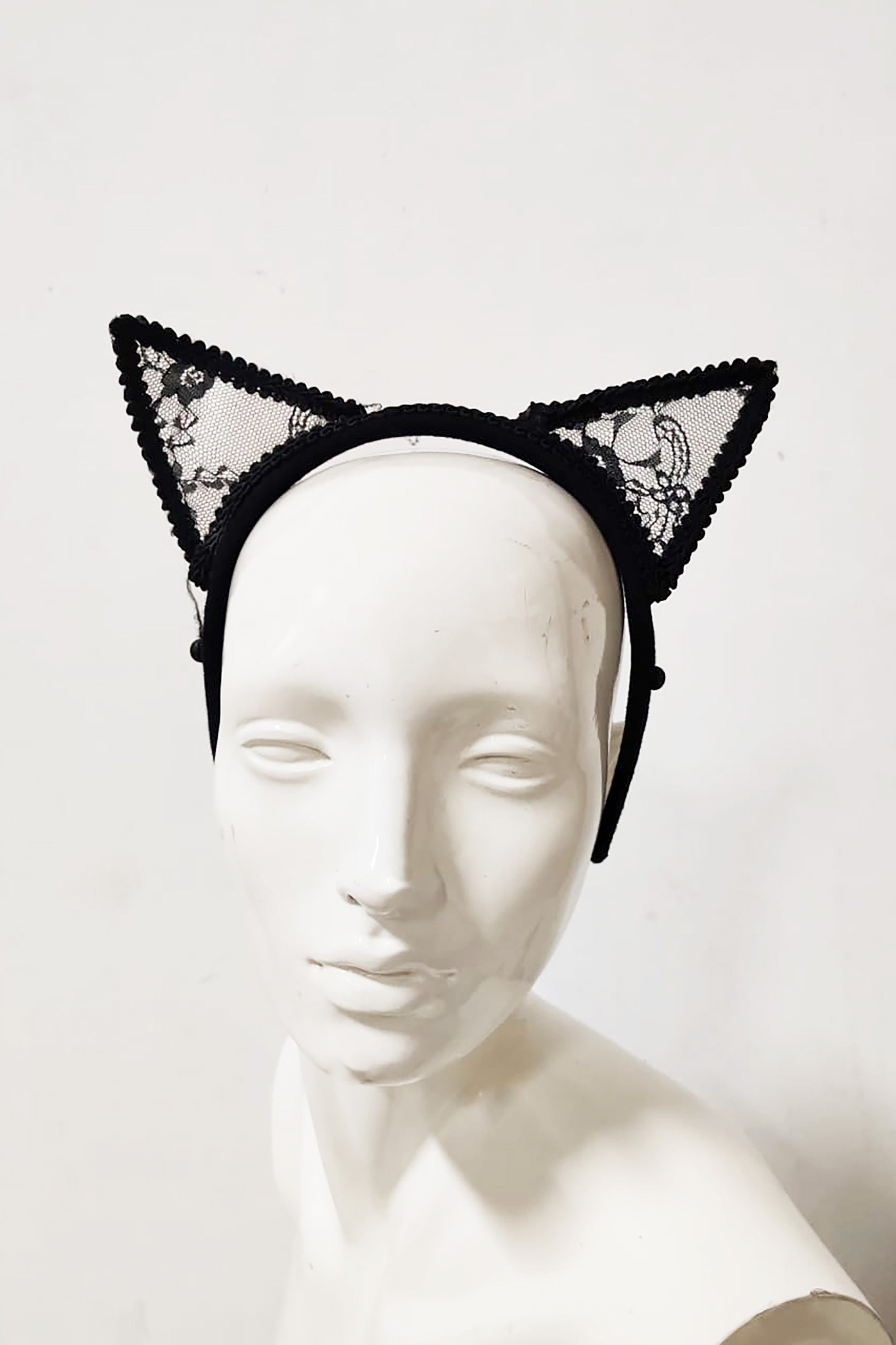 Black Lace Cat Ear Headband