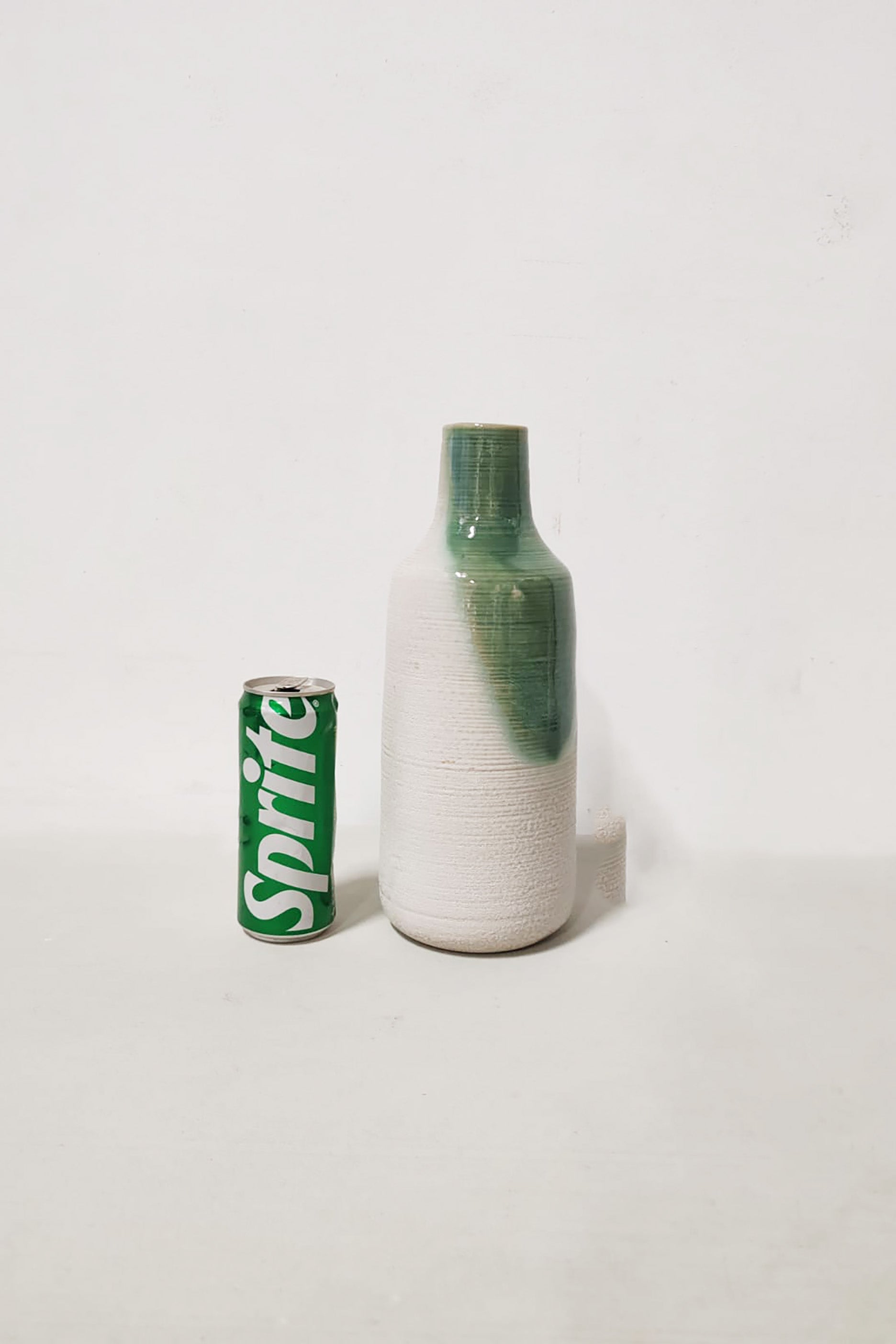 White and Green Ceramic Glazed Bottle Vase