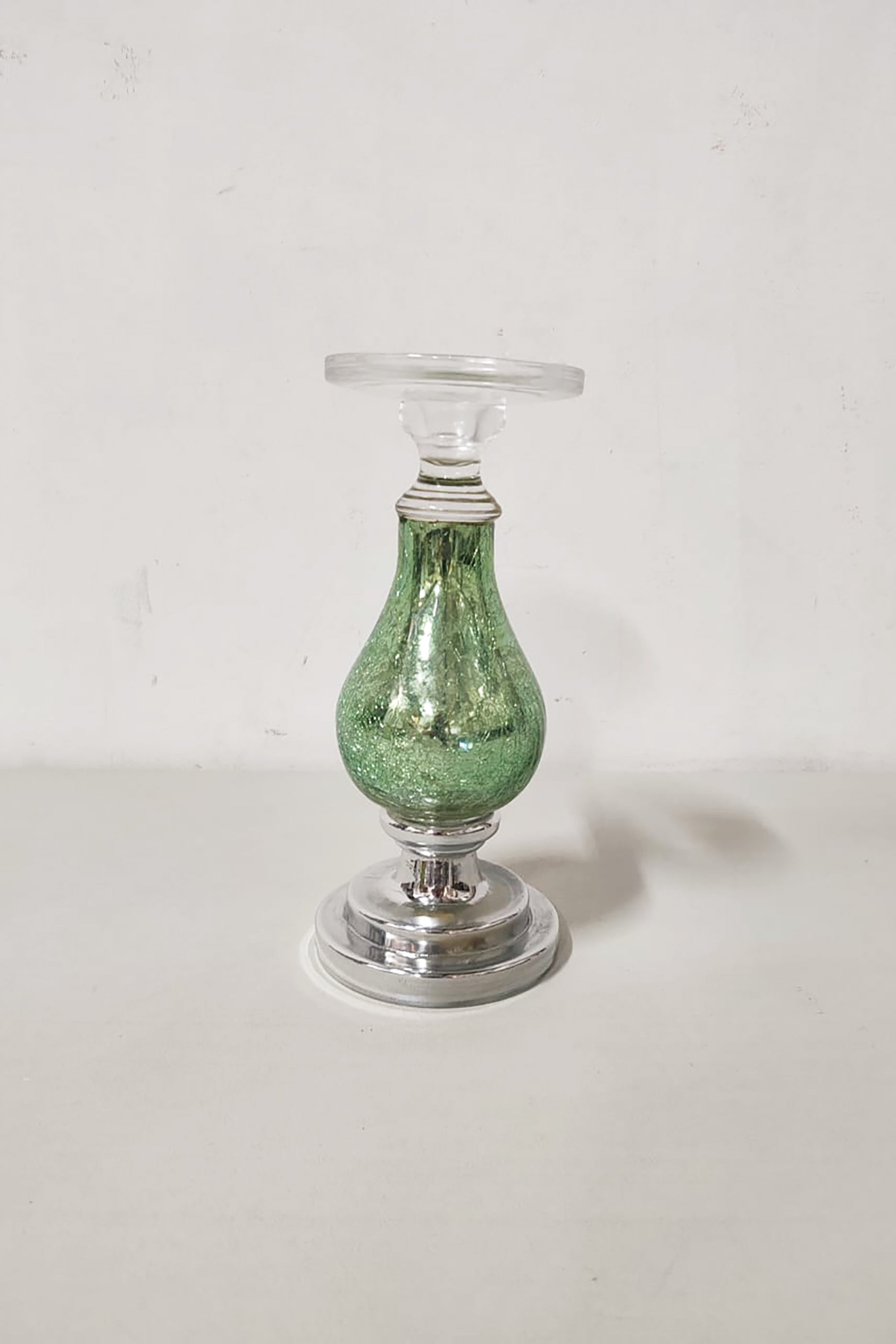 Green Glass Candle Holder