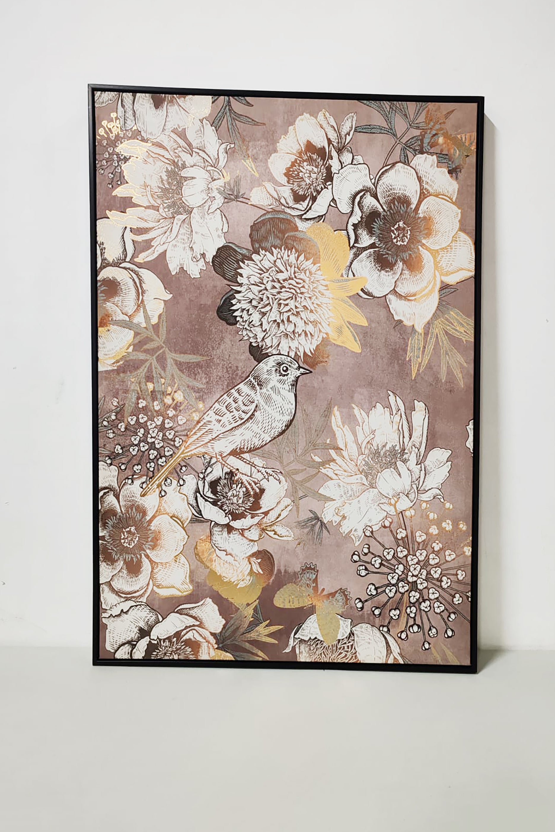 Vintage Floral and Bird Wallpaper Artwork