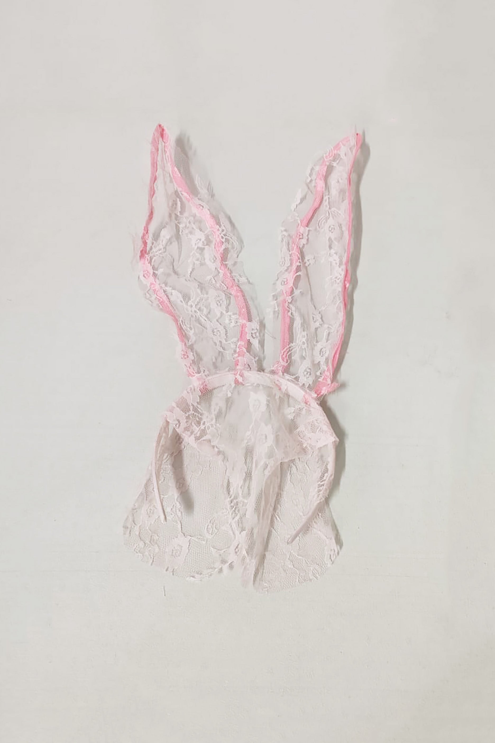 Pink Lace Rabbit Ears Headband