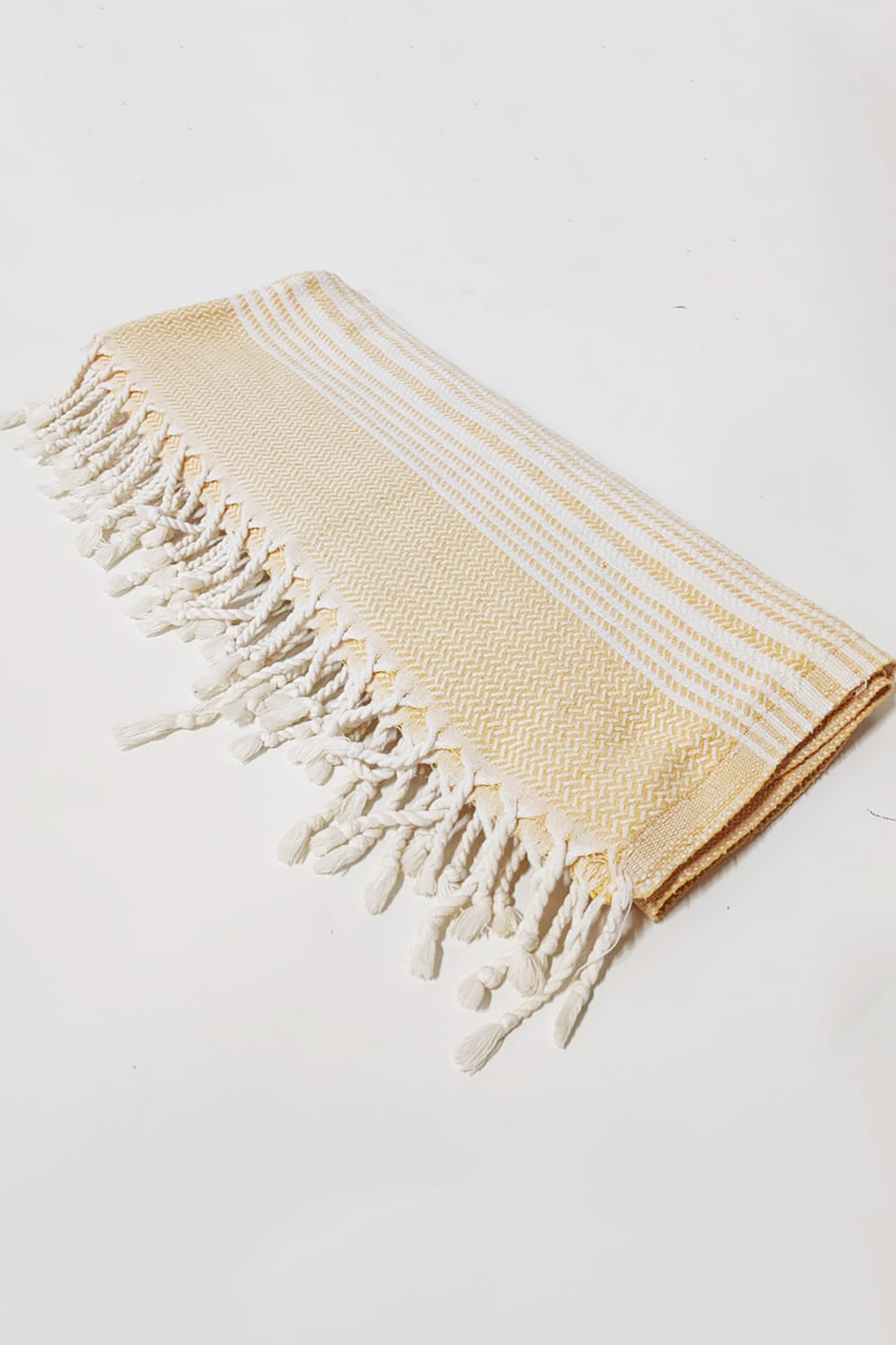 Yellow Printed Throw Blanket with Tassels