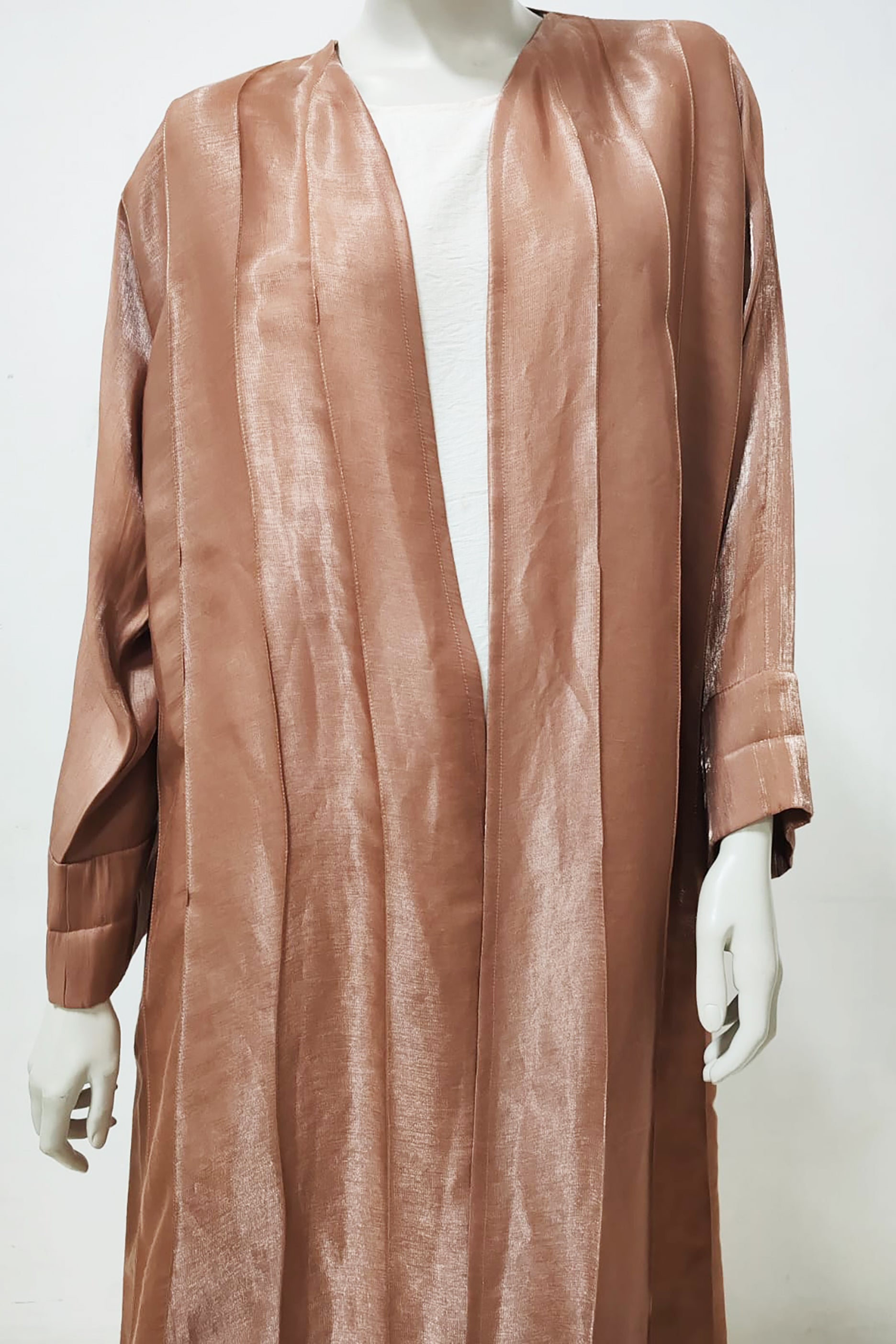 Shiny Brown Silk Abaya