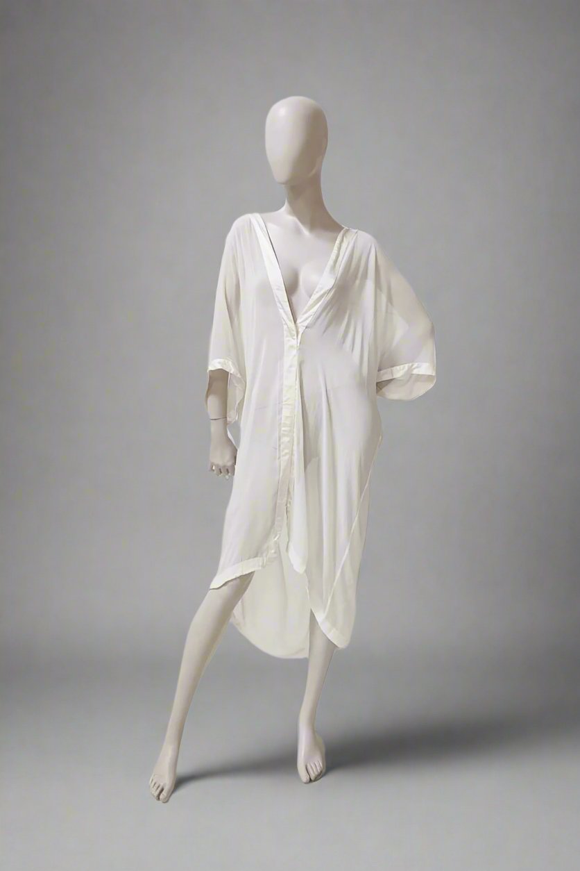 White Summer Kaftan Satin Dress