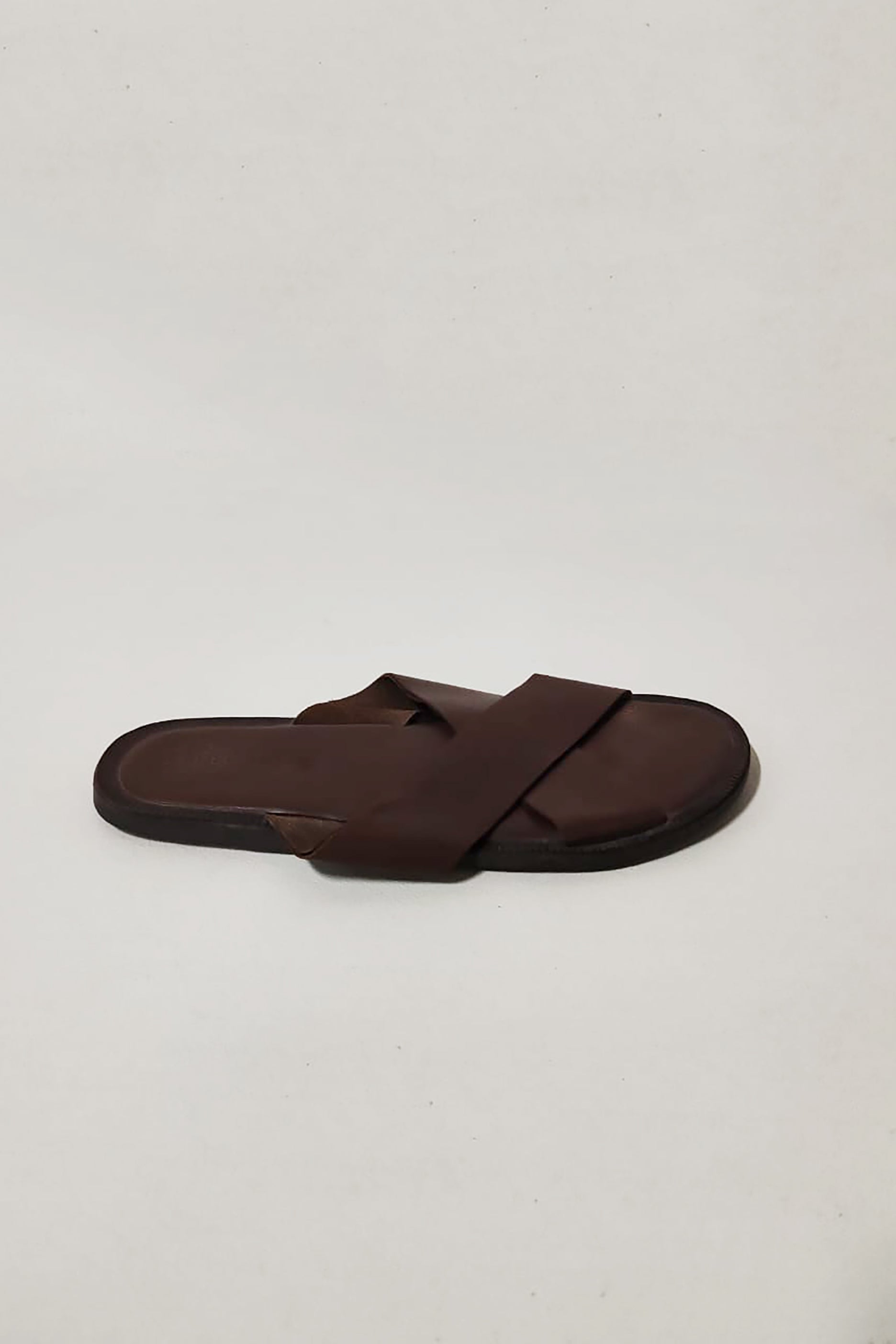 Brown Leather Cross Strap Sandals