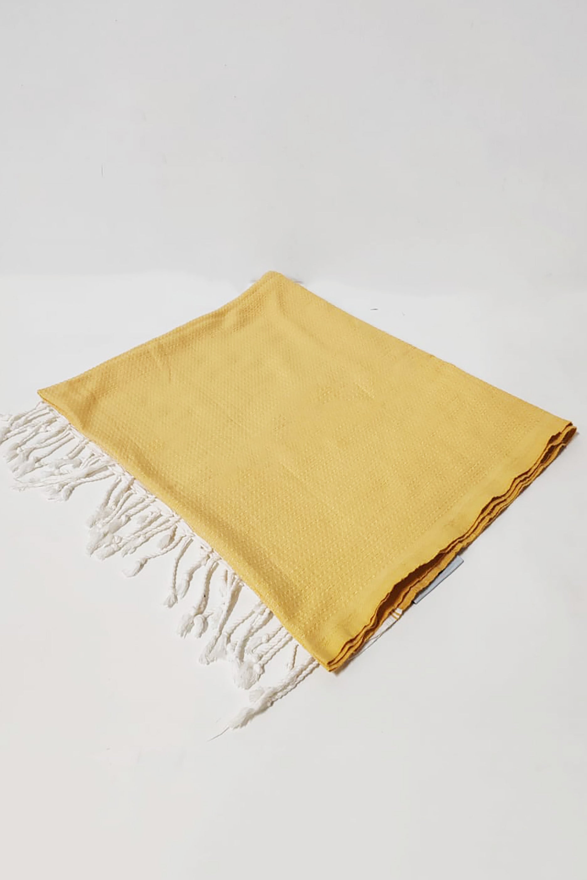 Yellow Throw Blanket with Tassels