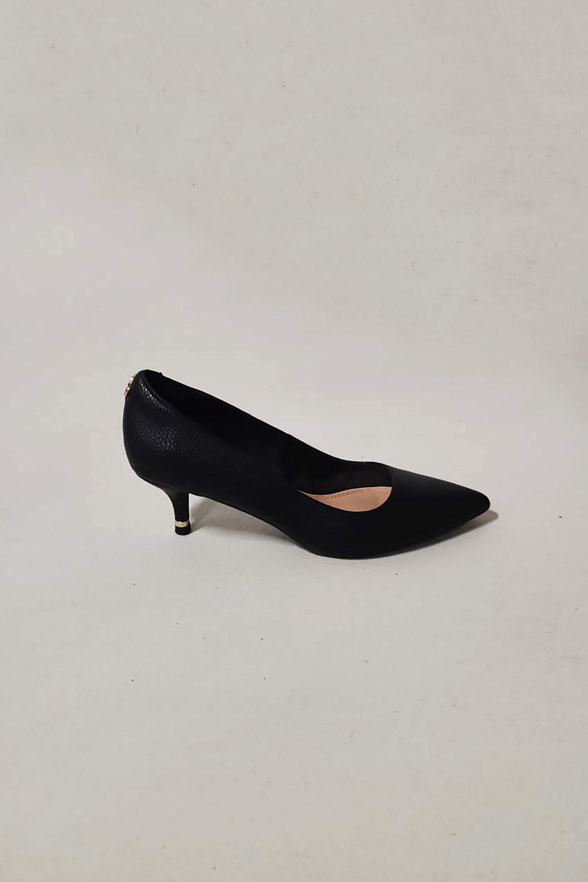 Ladies Black Textured Pointed Toe Shoes (Eu39)