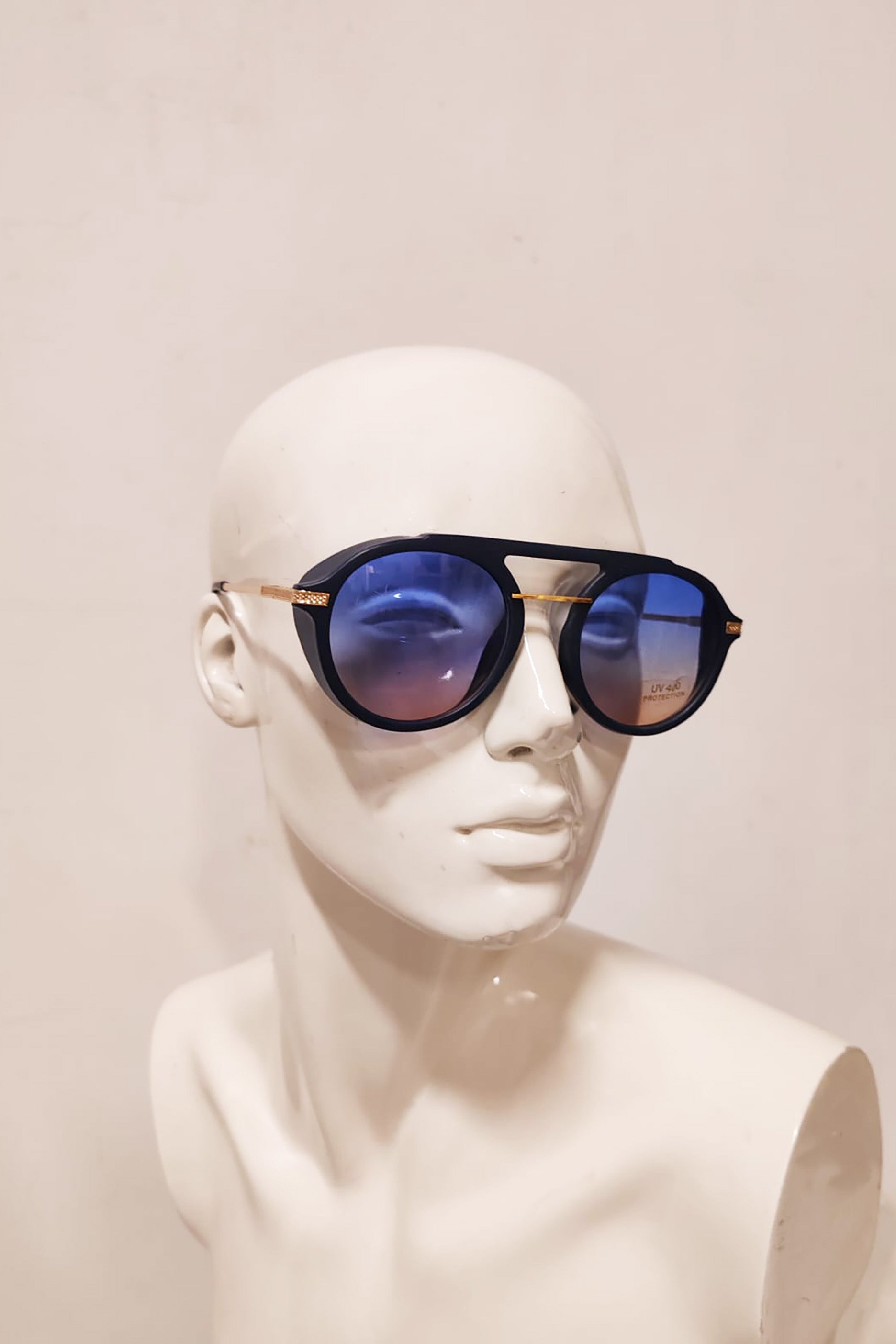 Gold Frame with Blue Tint Sunglasses