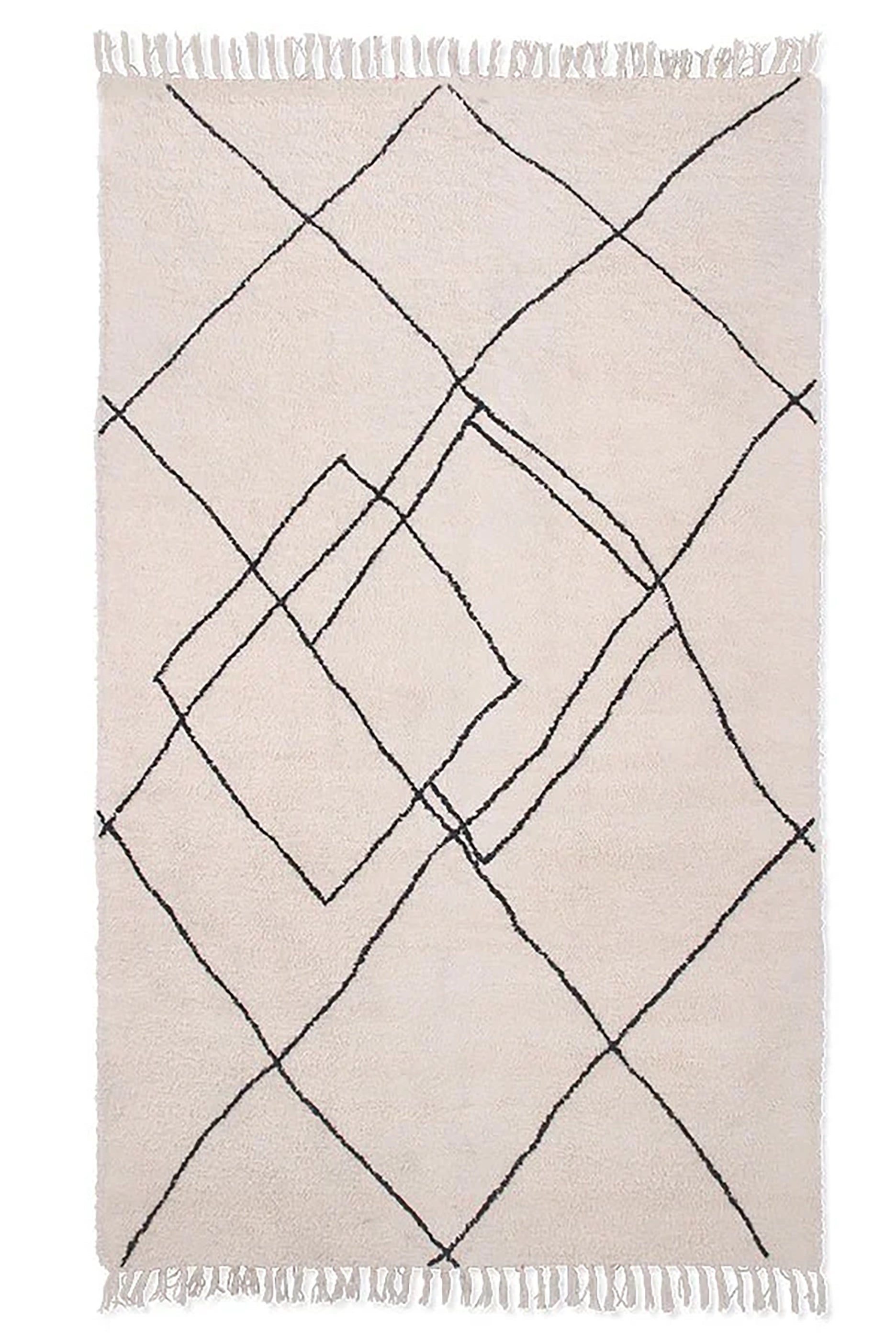 Handwoven Zigzag Rug - Black and White (150x240cm)