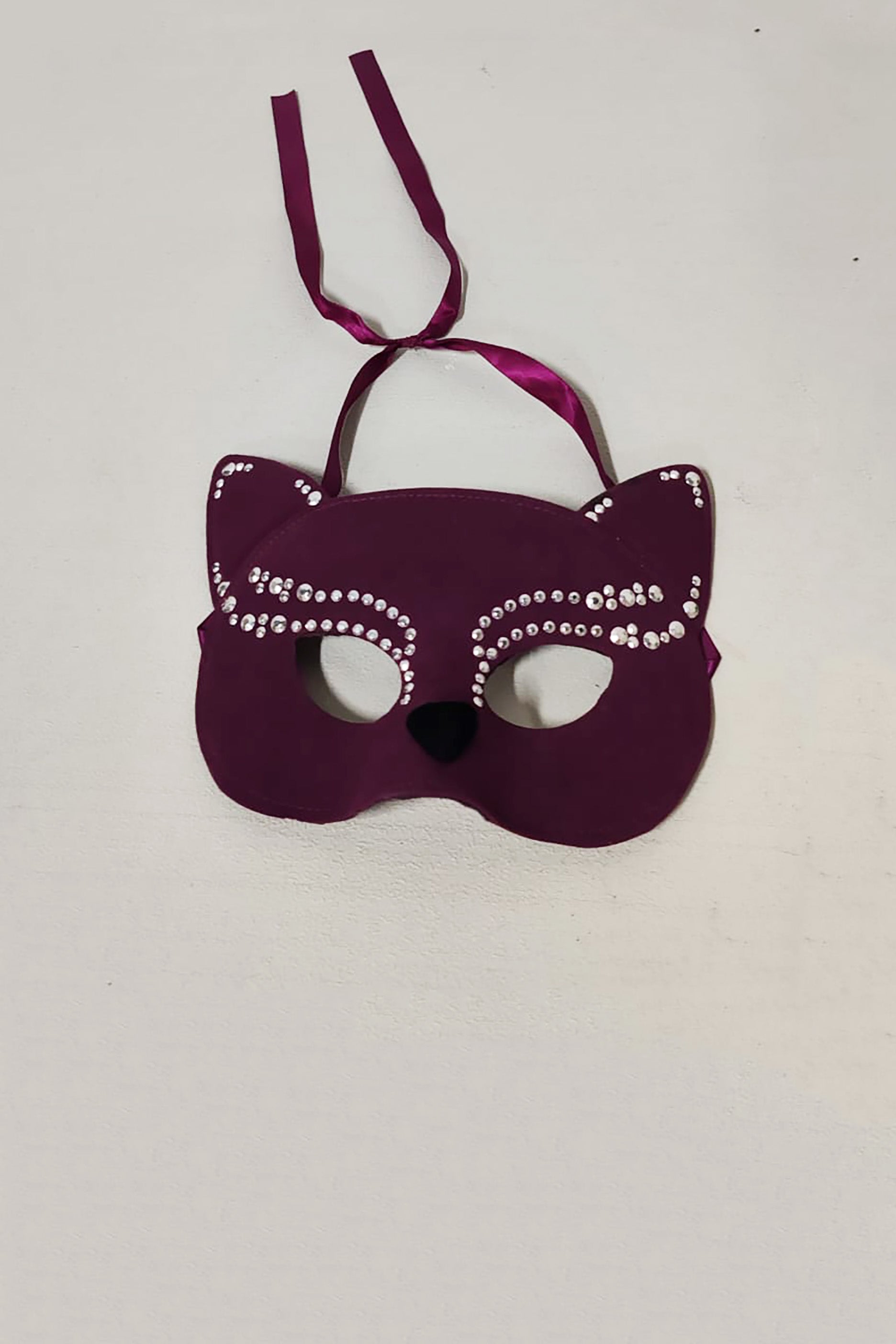 Purple Embellished Cat Mask