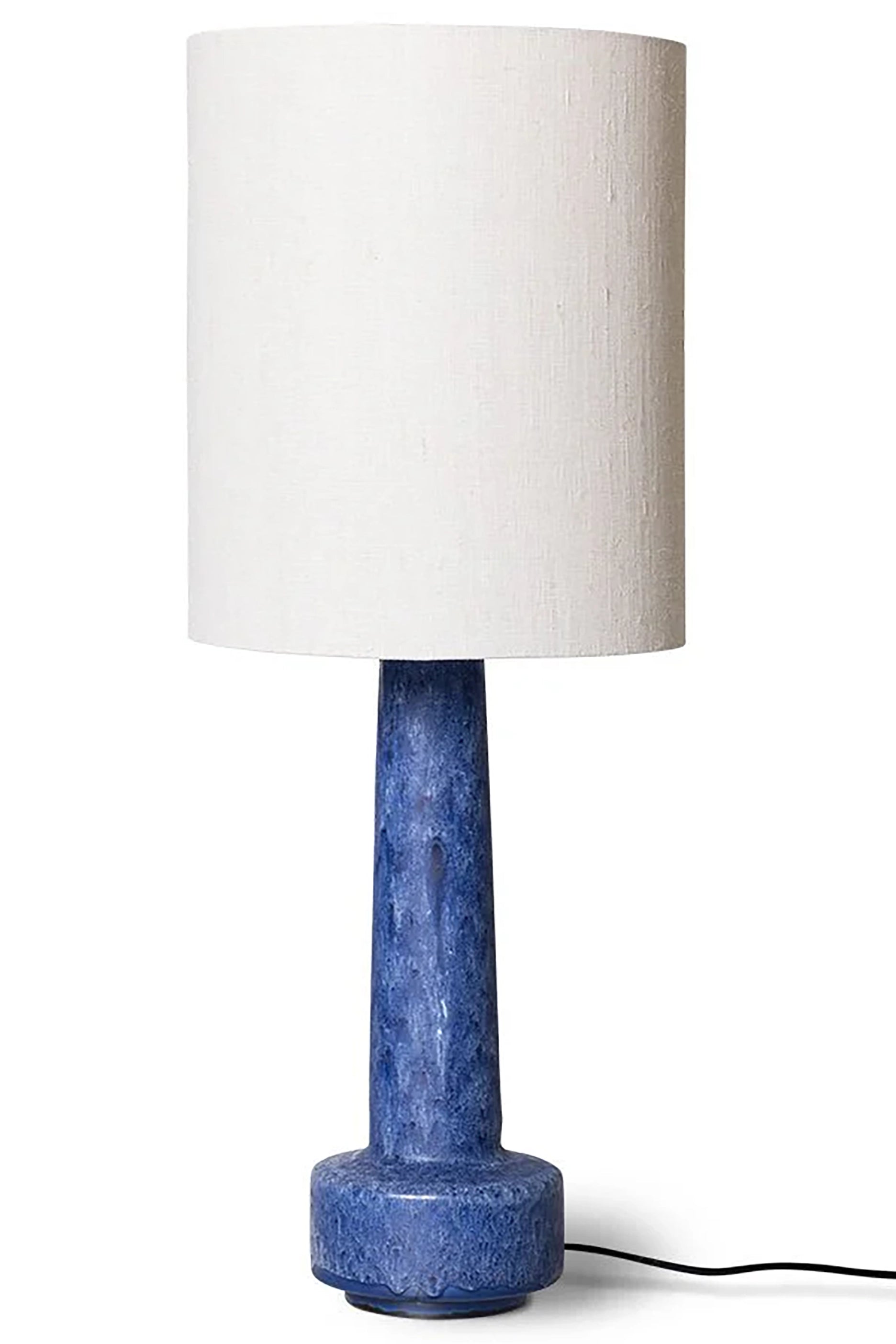Retro Stoneware Lamp Base with Blue Shade Set