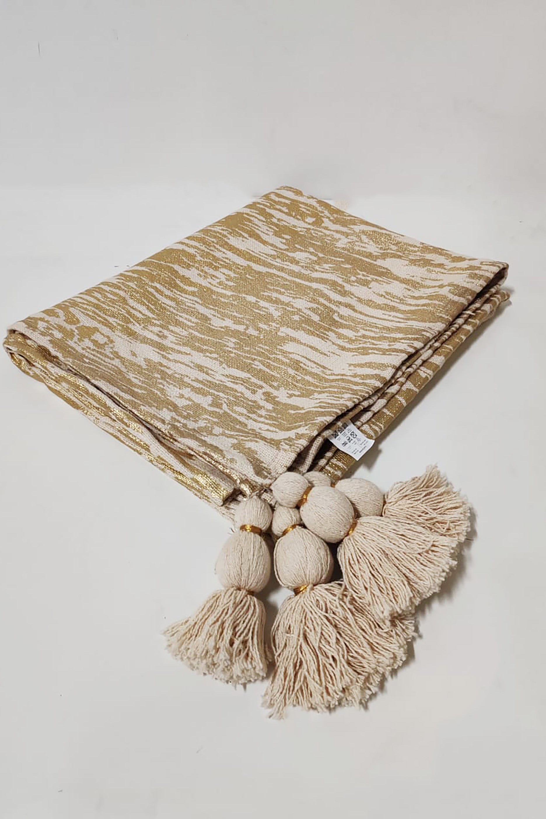 Gold Blanket Throw with Tassels