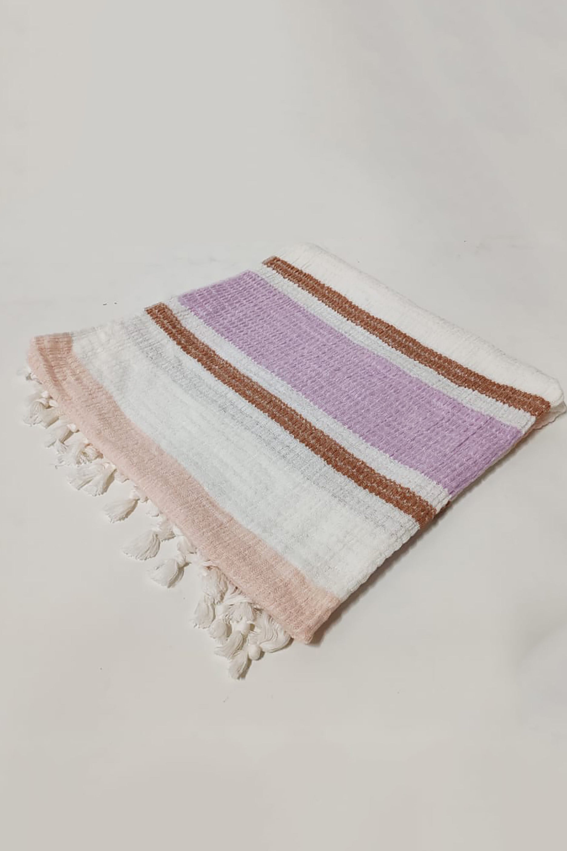 White and Violet Striped Blanket Throw