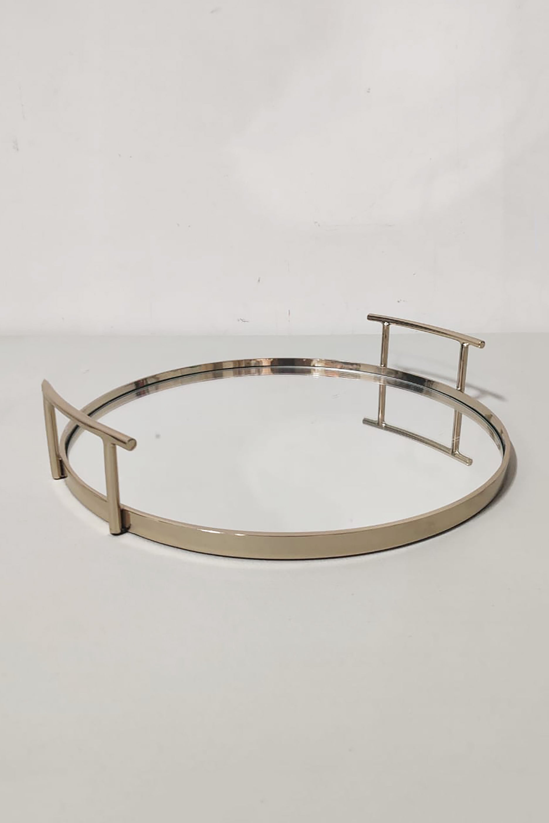 Silver Tray with Mirrored Base