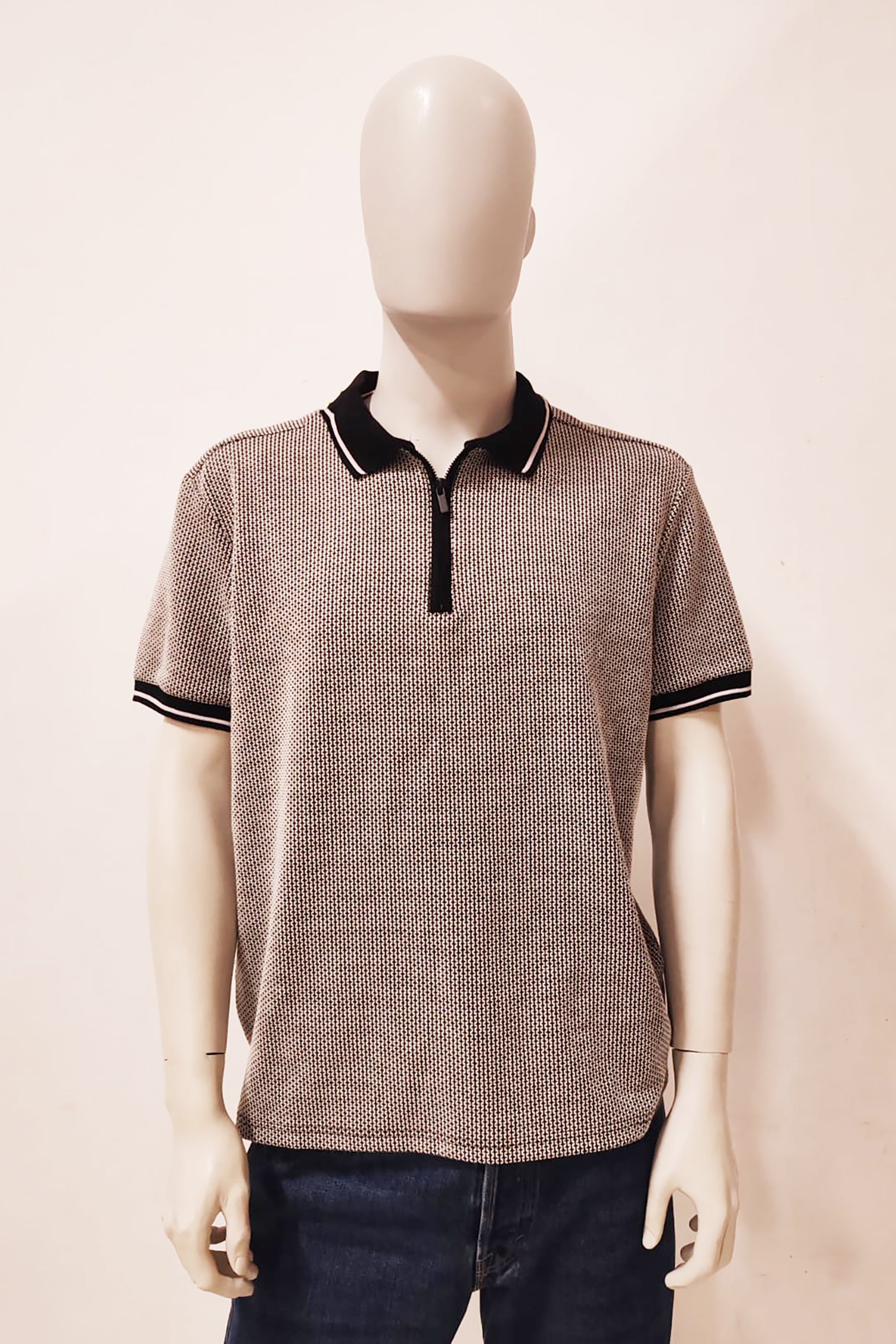 Mens Black Striped Polo Shirt