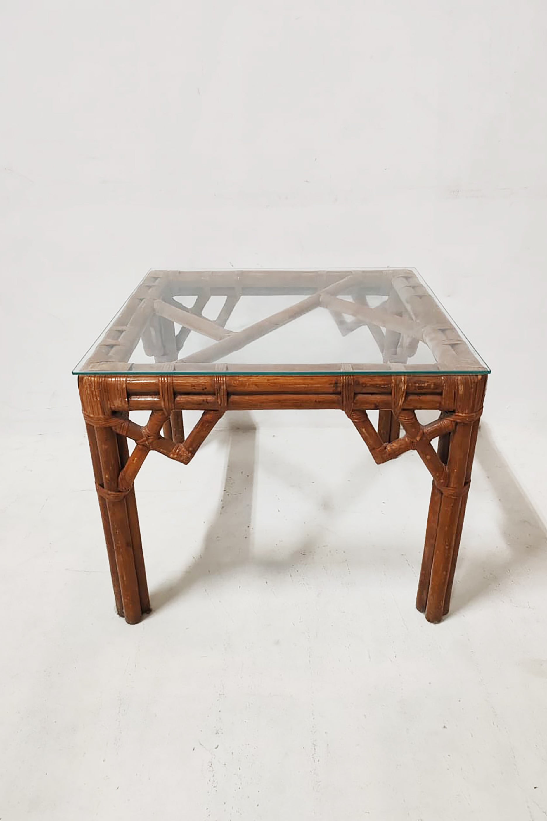 Bamboo Table with Glass Top