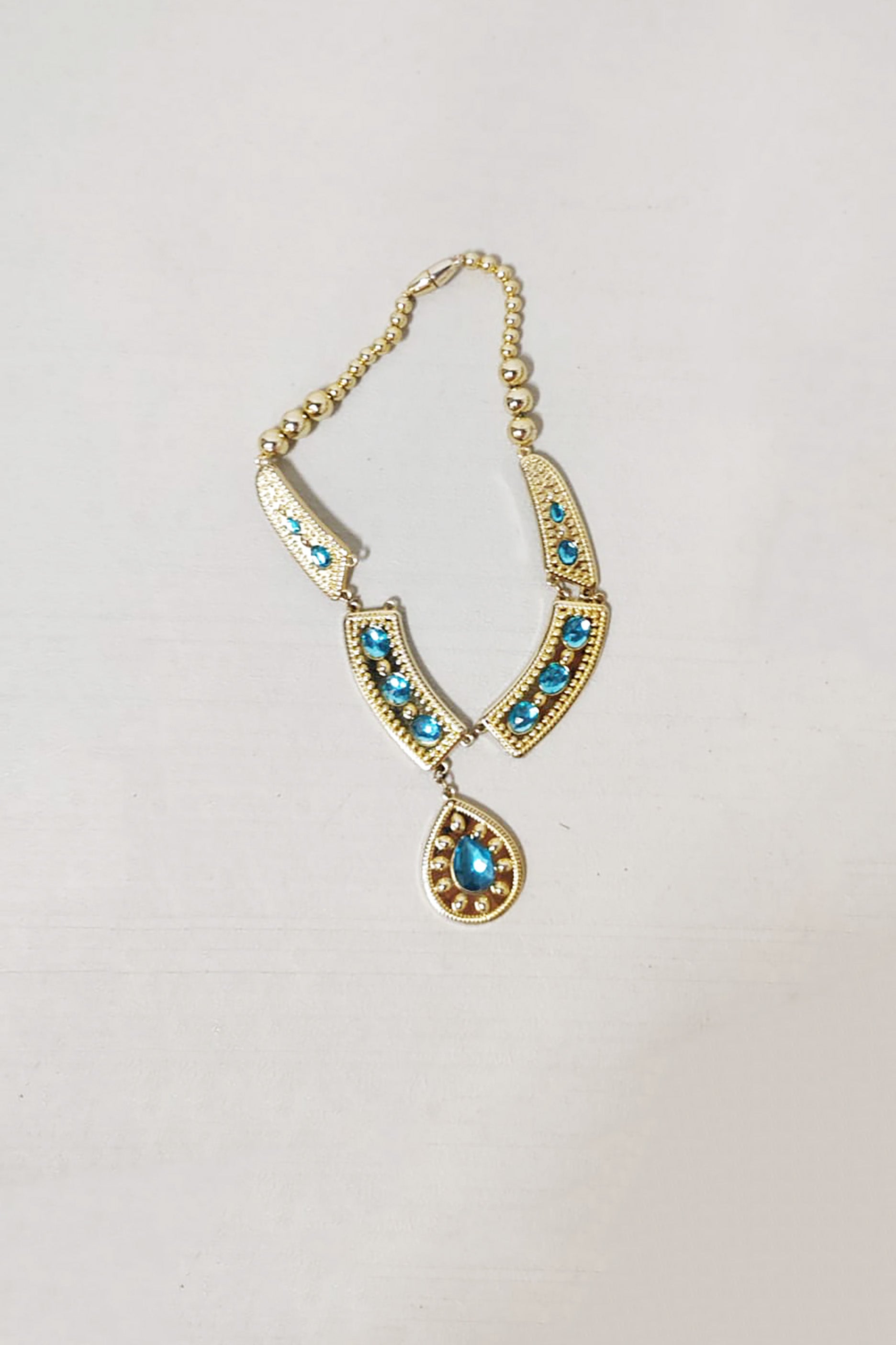 Blue and Gold Plastic Necklace
