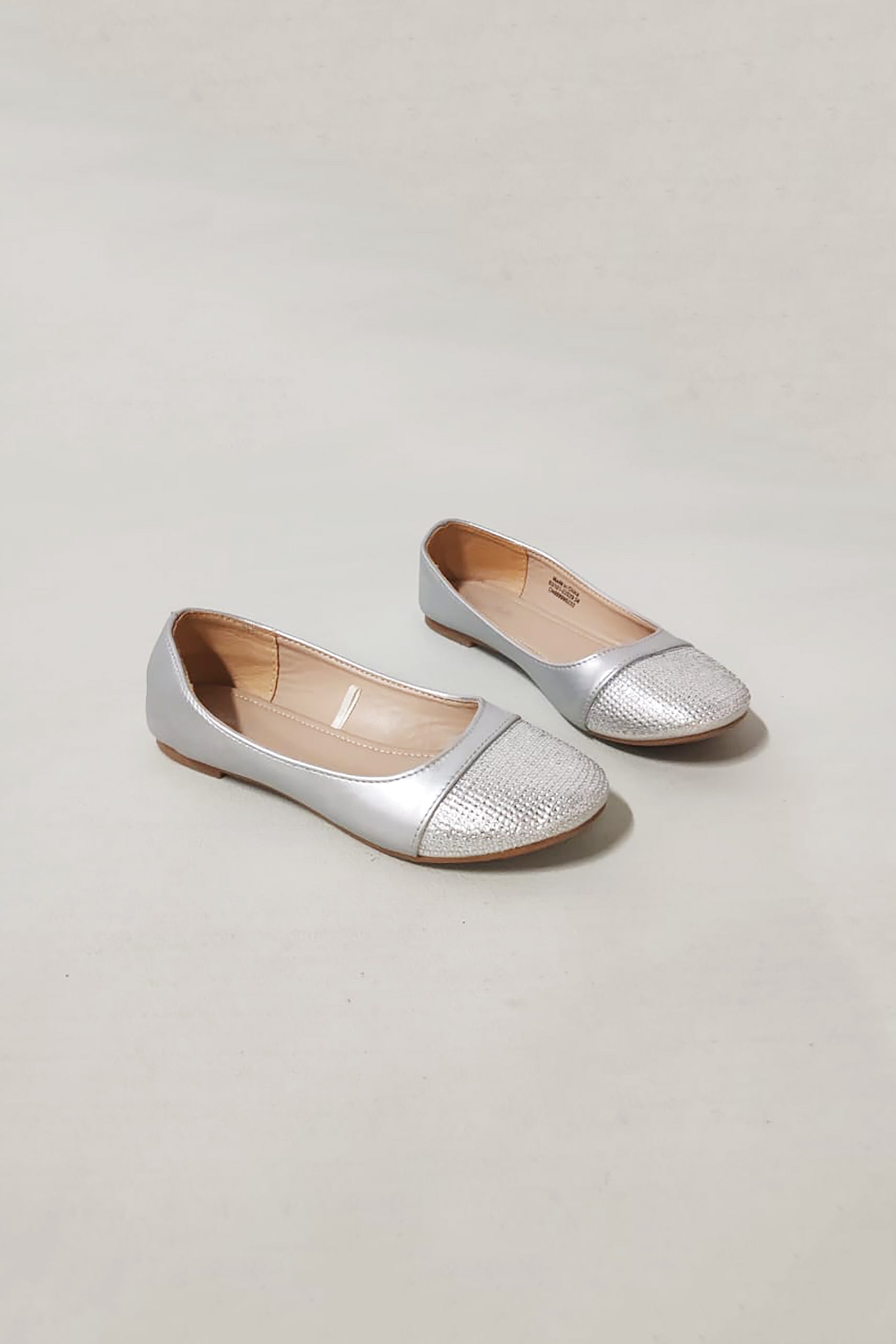 Girls Silver Round Toe Slip on Shoes