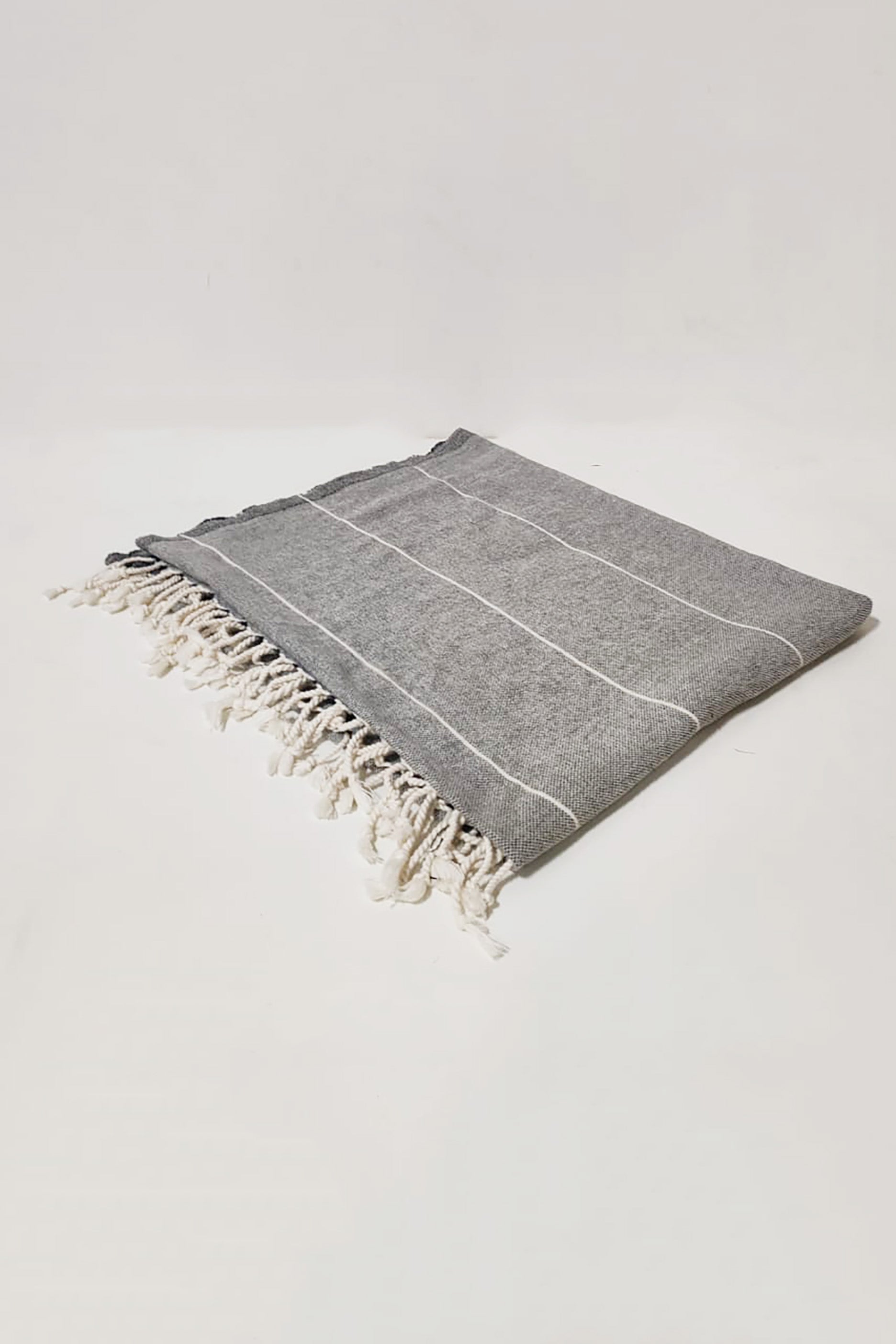 Dark Grey Striped Blanket Throw