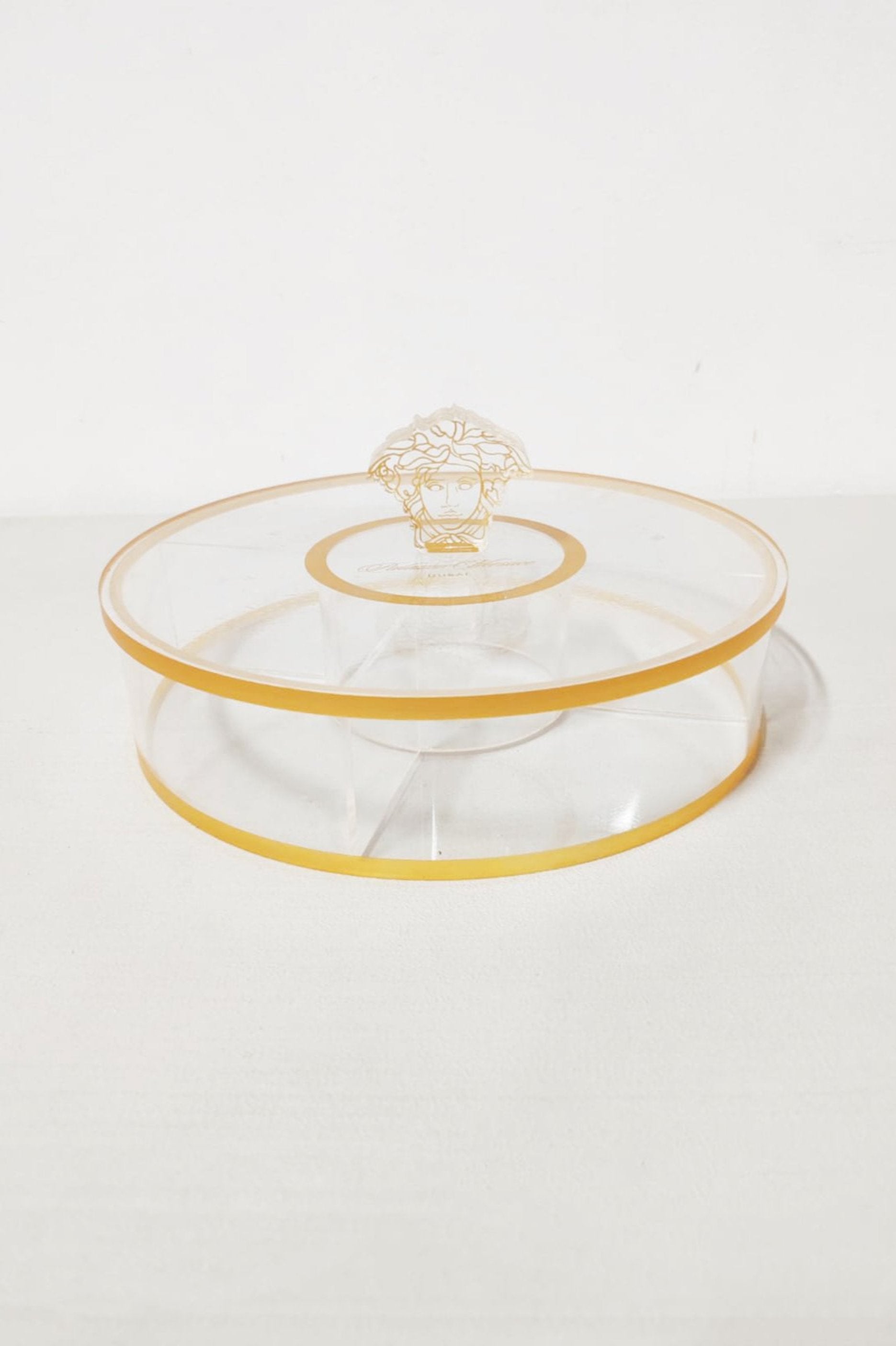 Versace Round Clear Divider Serving Tray with Lid (D-26cm)