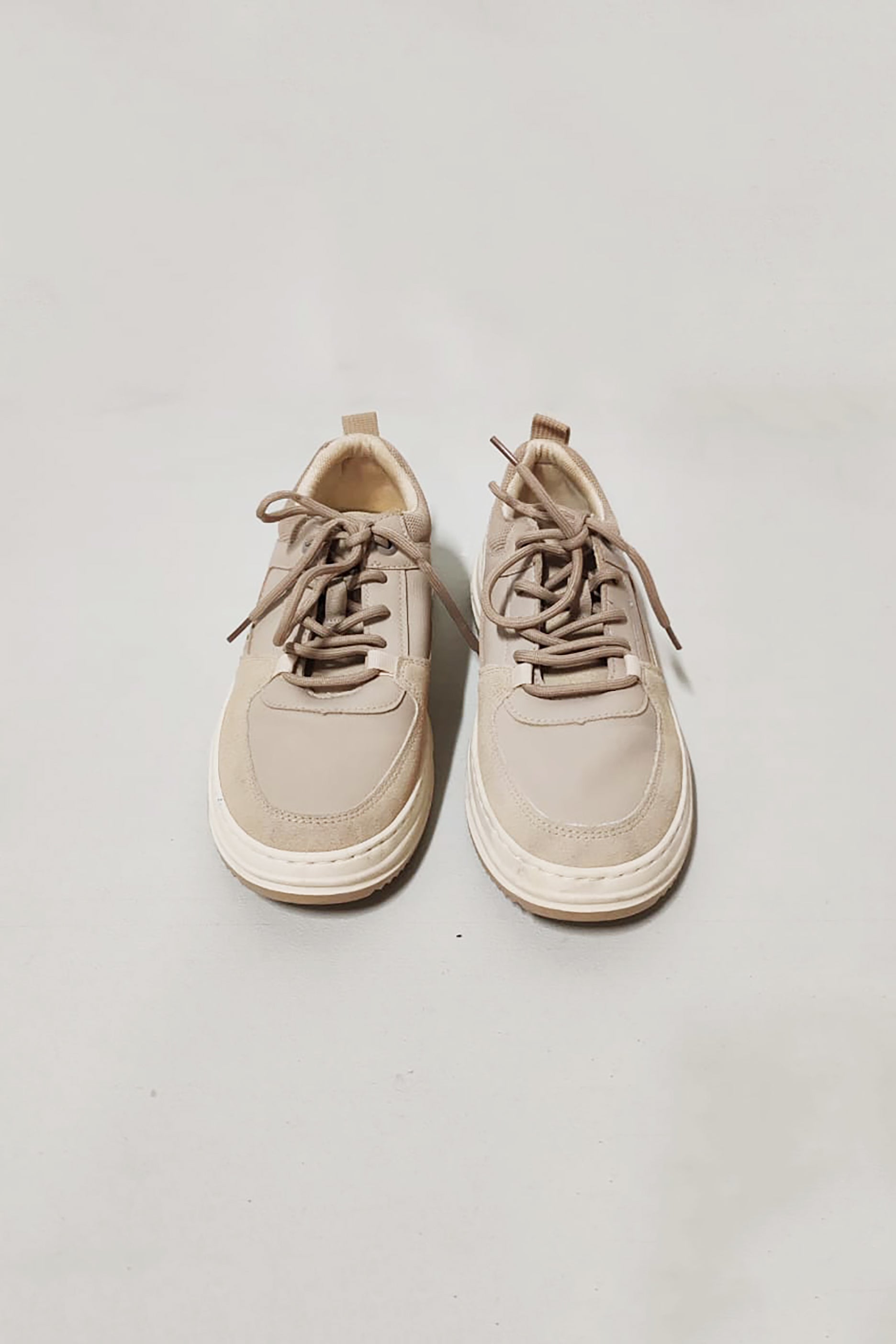 Beige Leather Sneakers