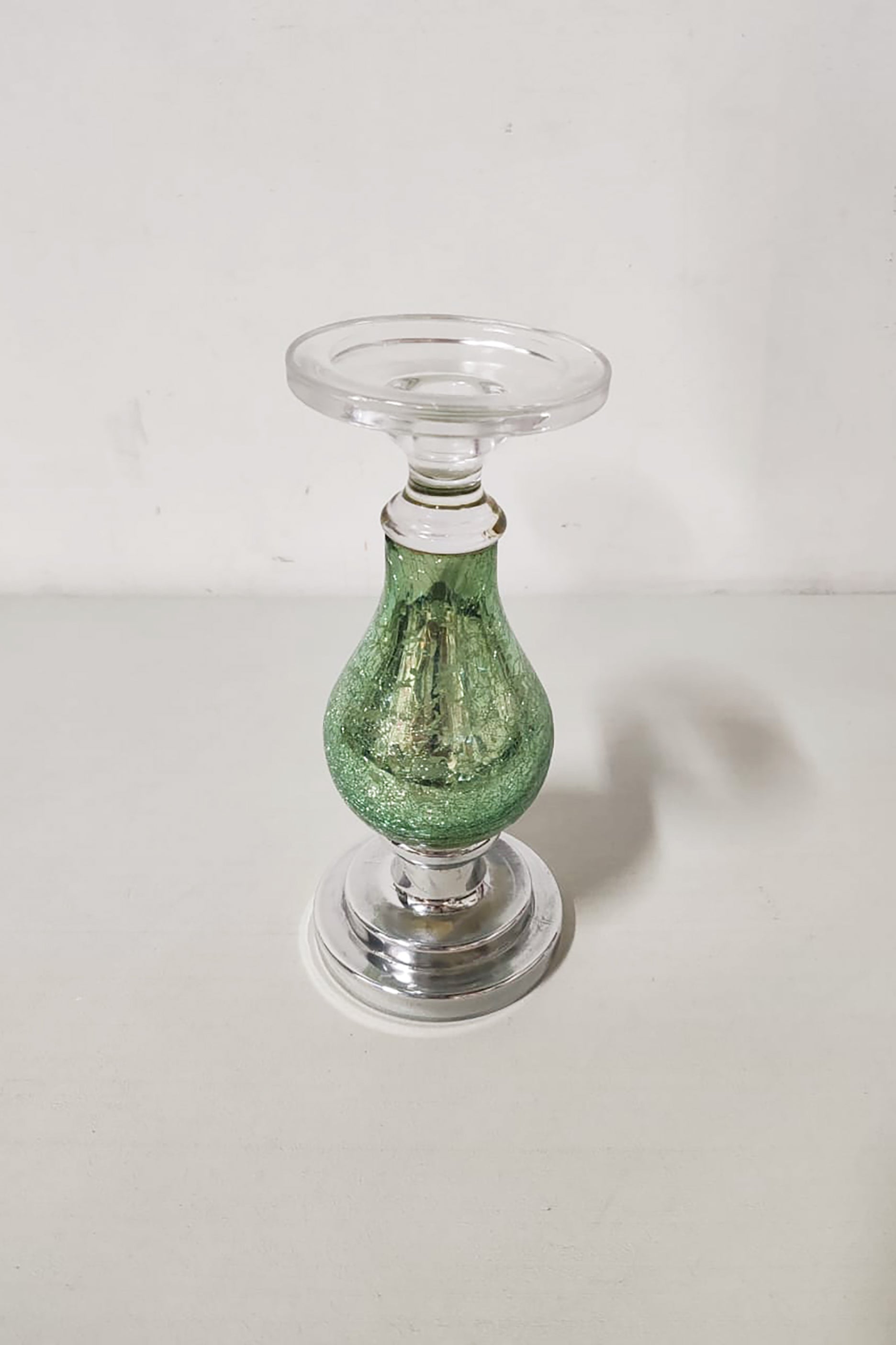 Green Glass Candle Holder