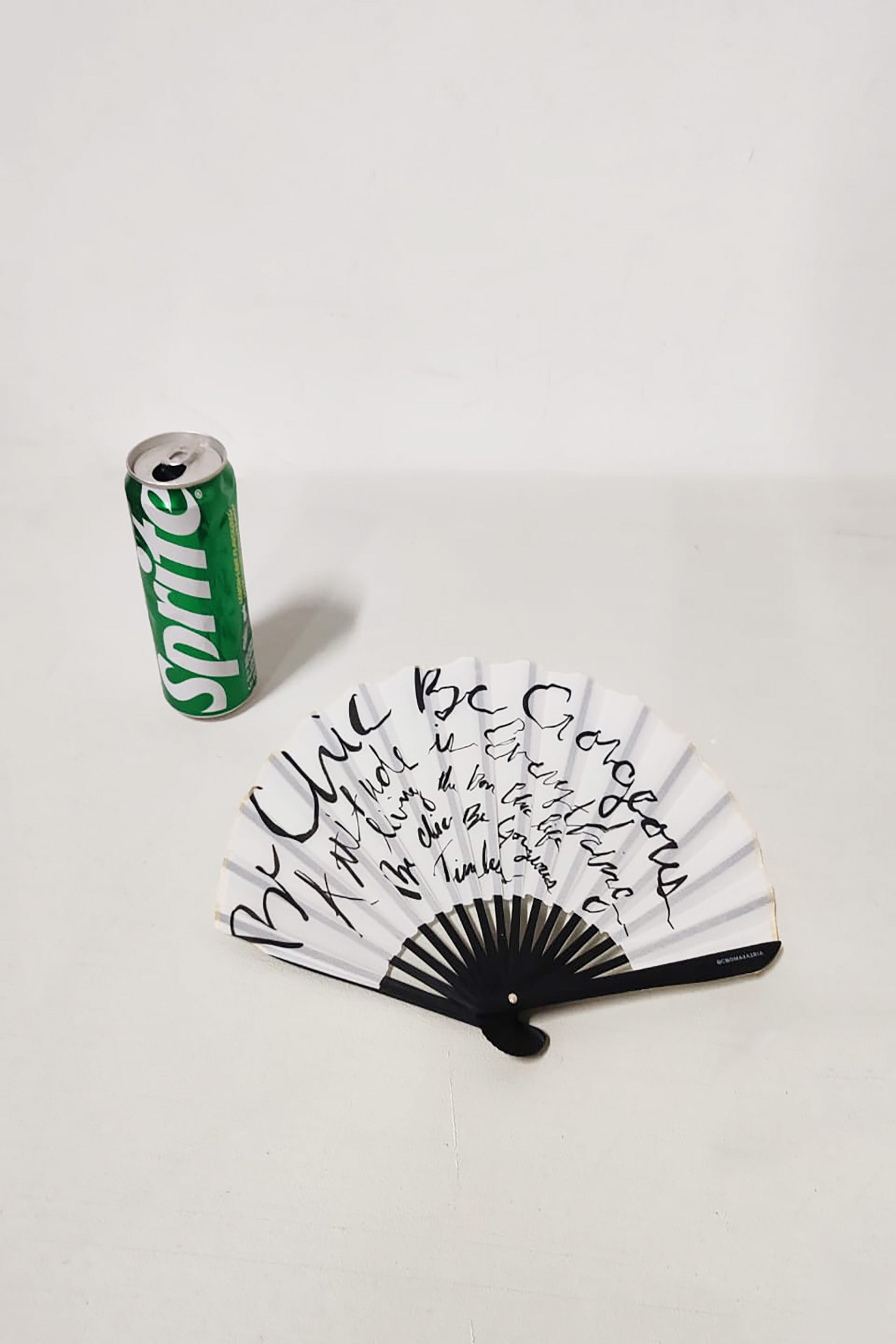 White Print Folding Hand Fan