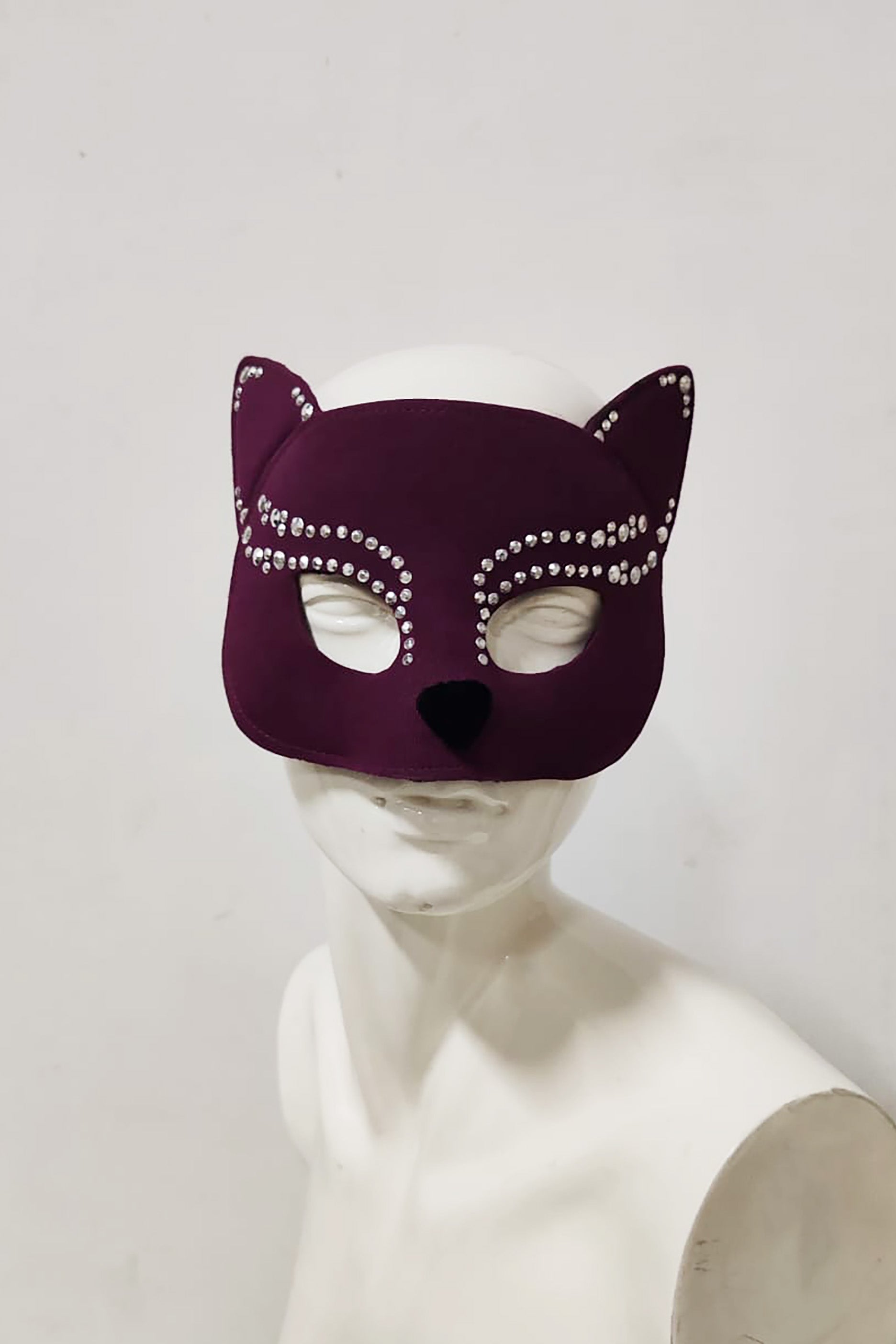 Purple Embellished Cat Mask