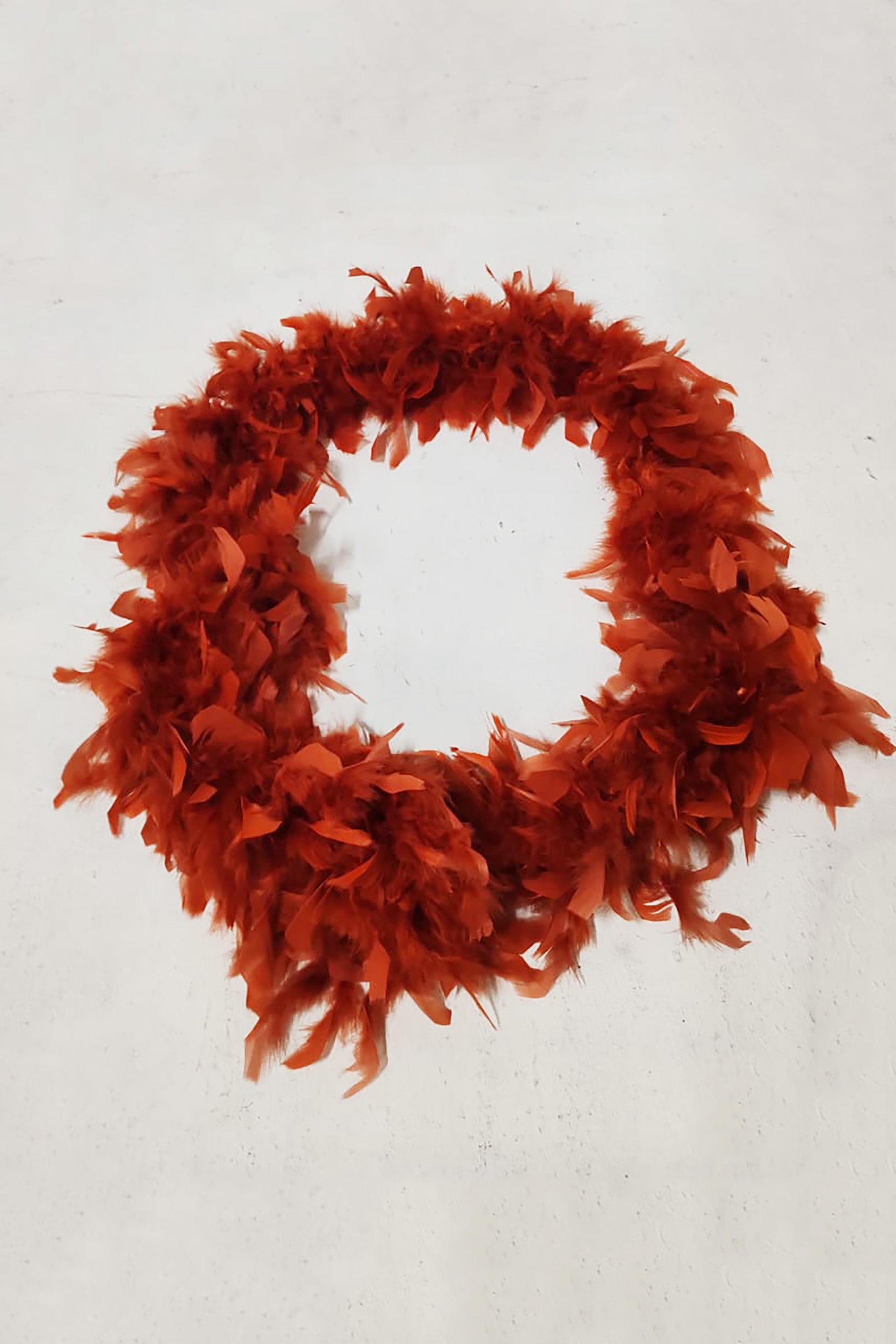 Dark Orange Long Feather Scarf