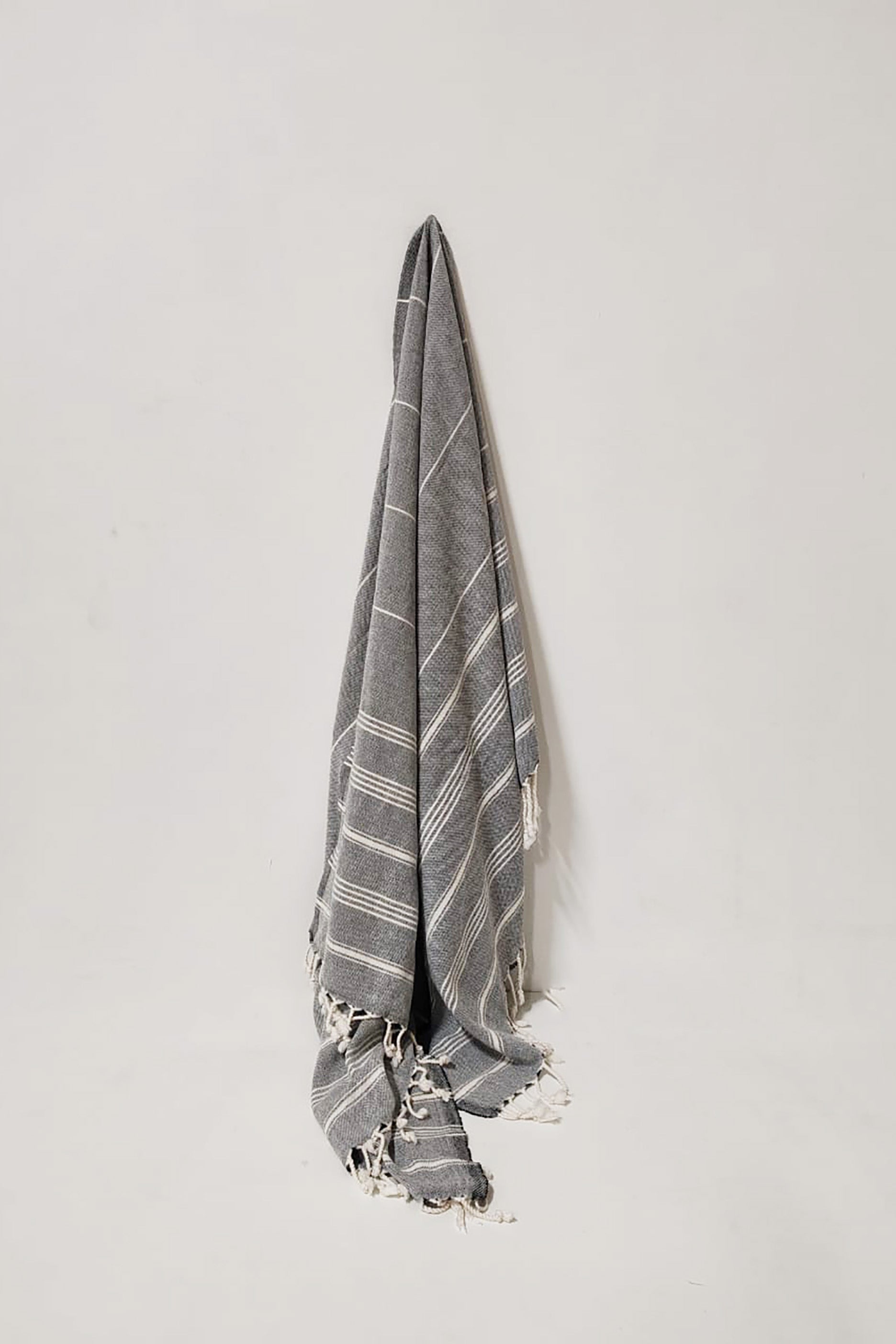 Dark Grey Striped Blanket Throw