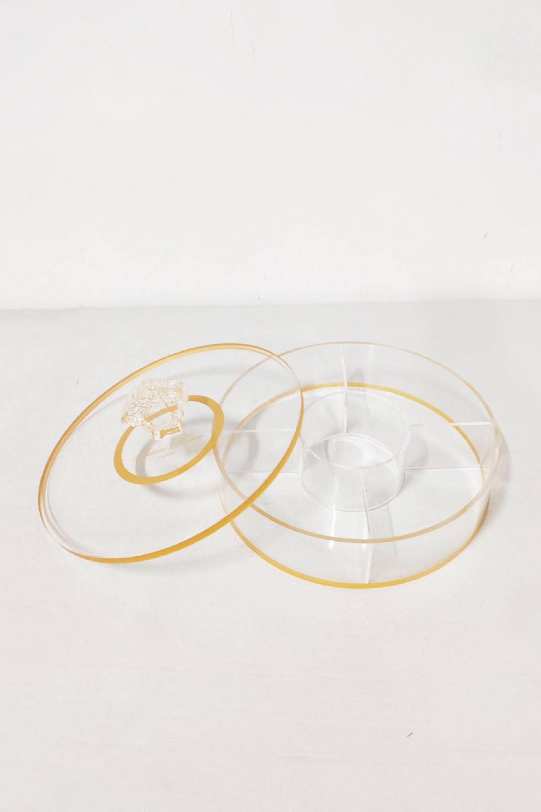 Versace Round Clear Divider Serving Tray with Lid (D-26cm)