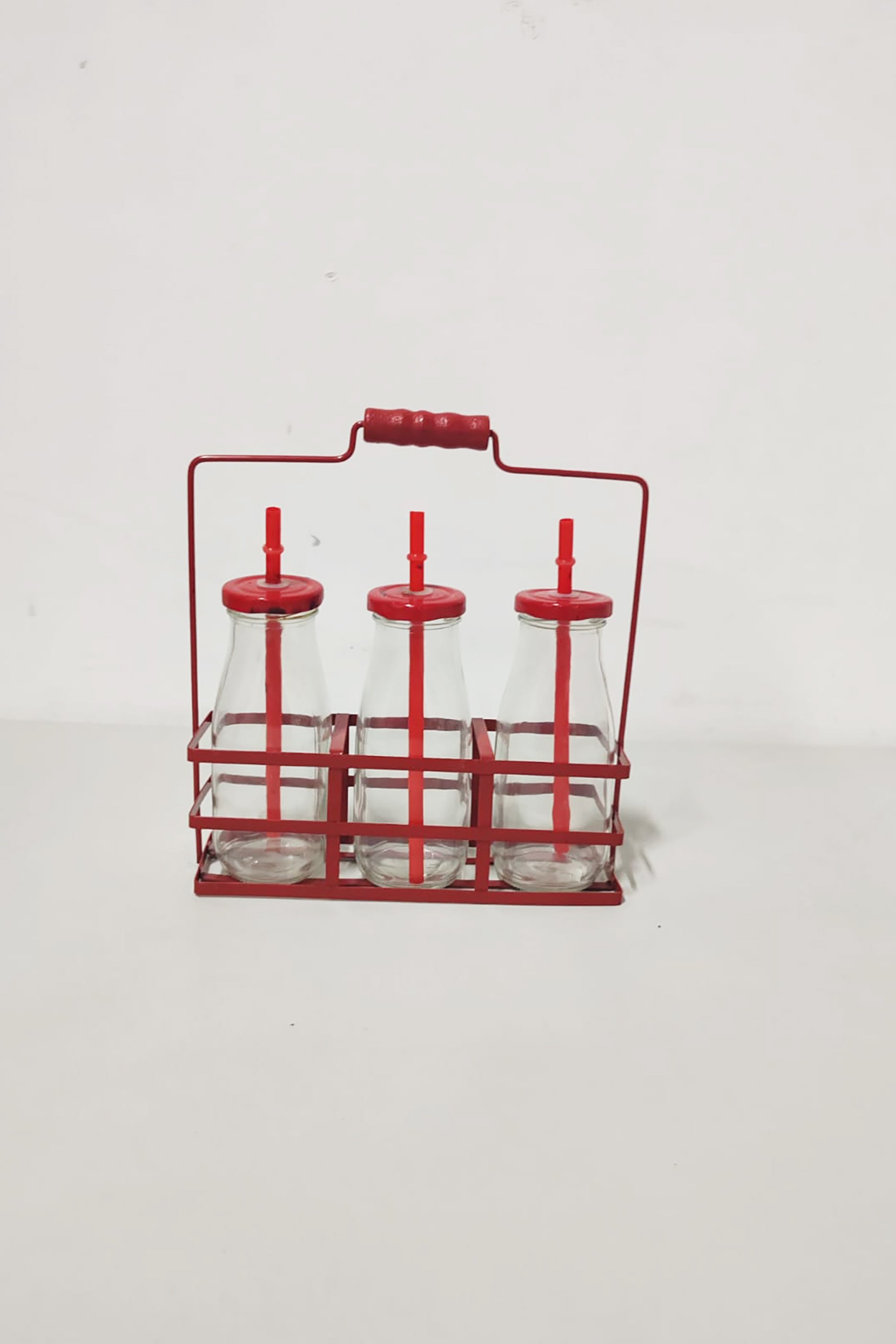 Table Top Glass Set of 3 with Carrier