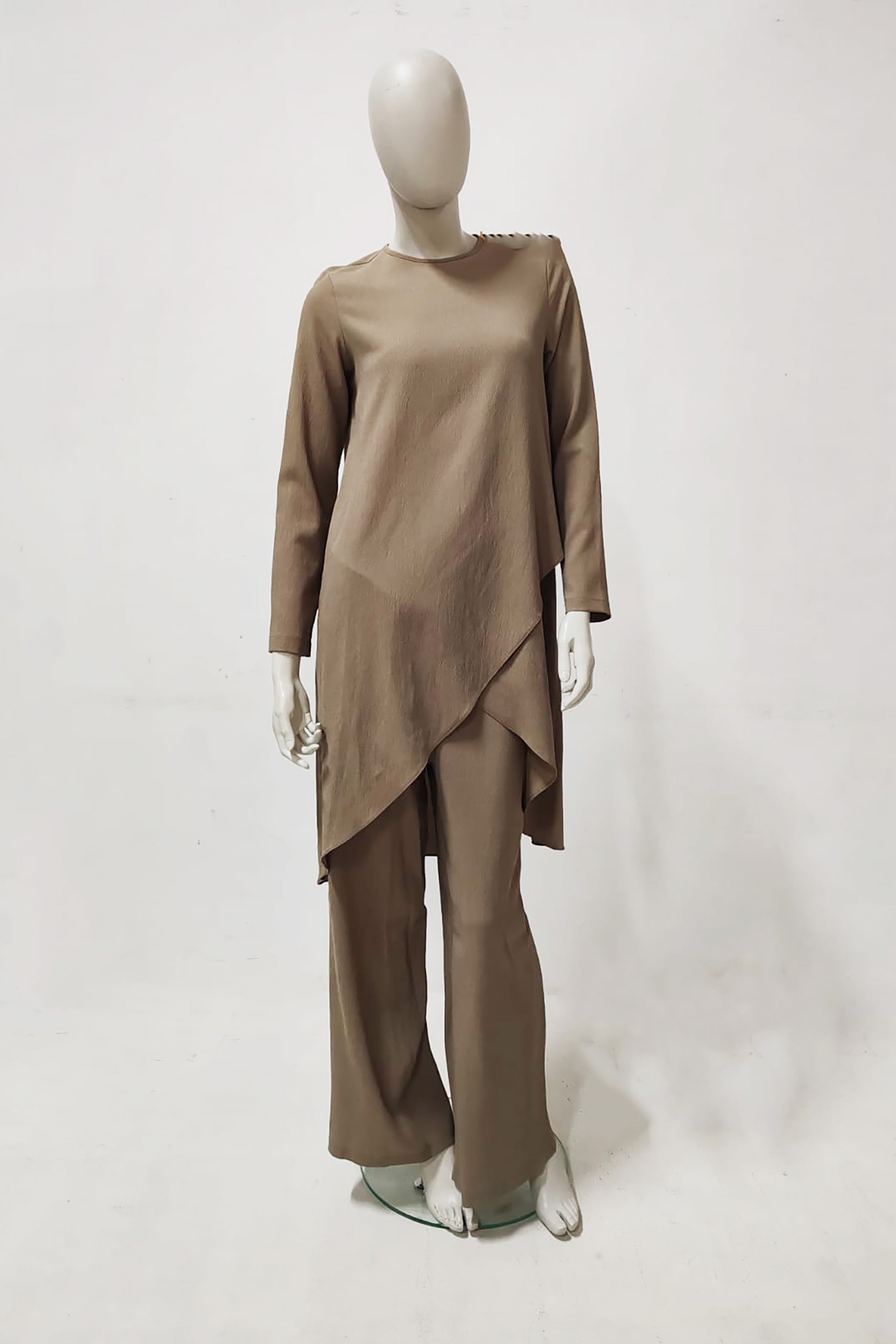 Brown Woven High-Low Co-Ord