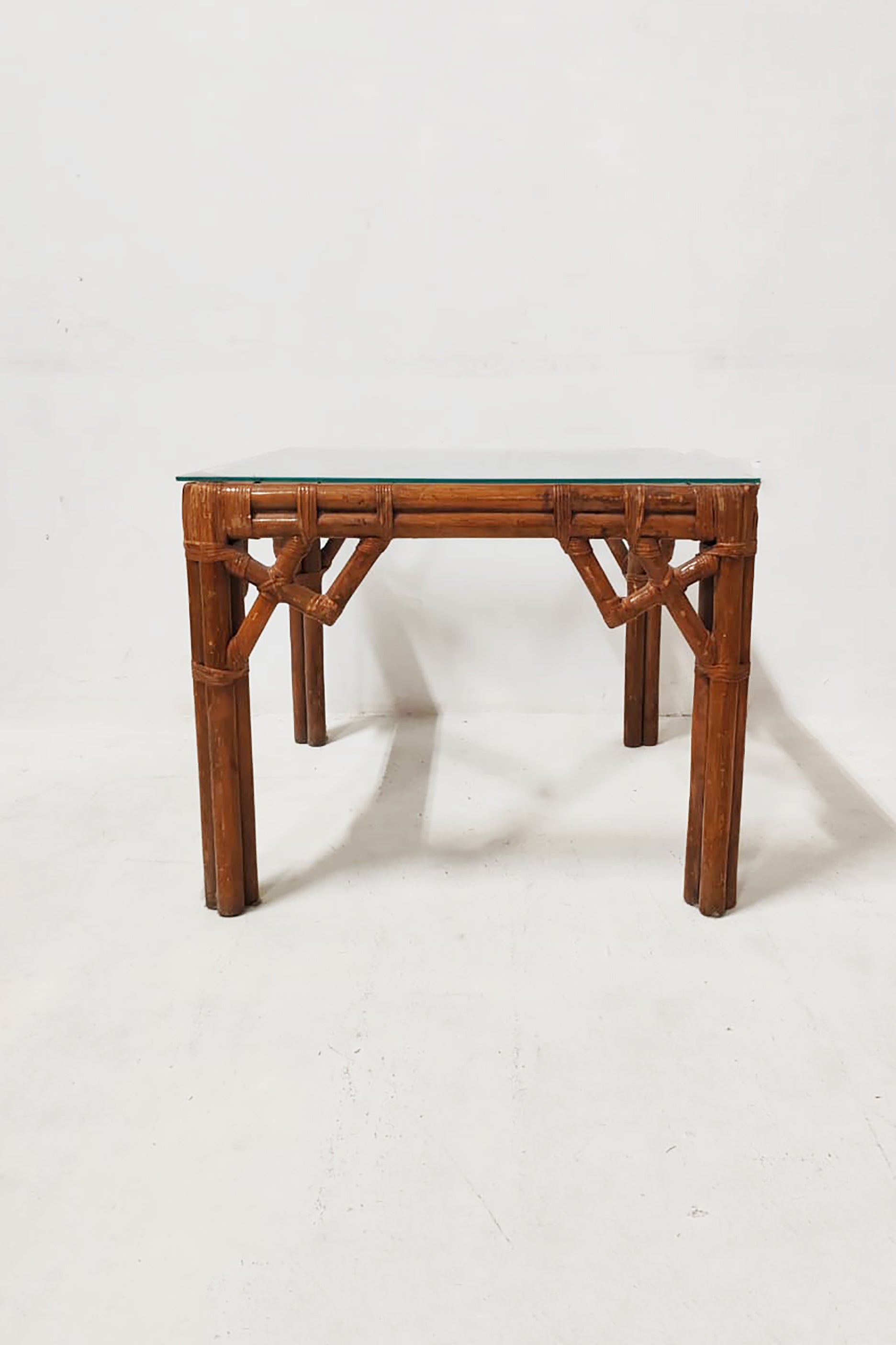 Bamboo Table with Glass Top