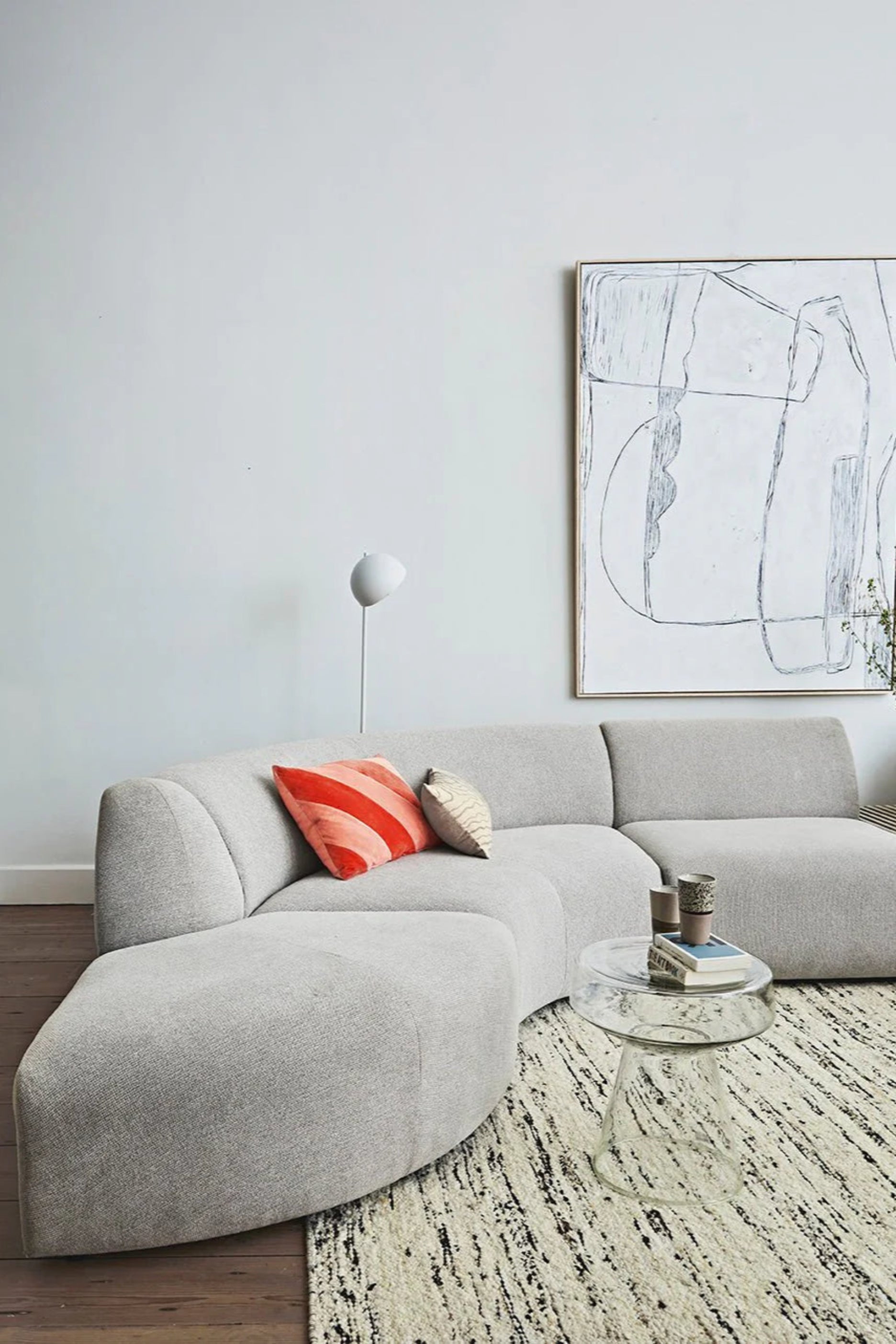 Sectional modern sofa in light grey